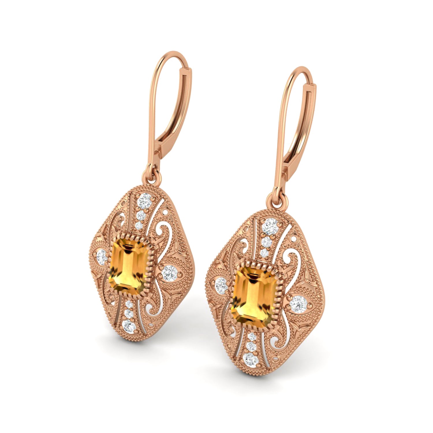 Citrine Filigree Dangle Earrings