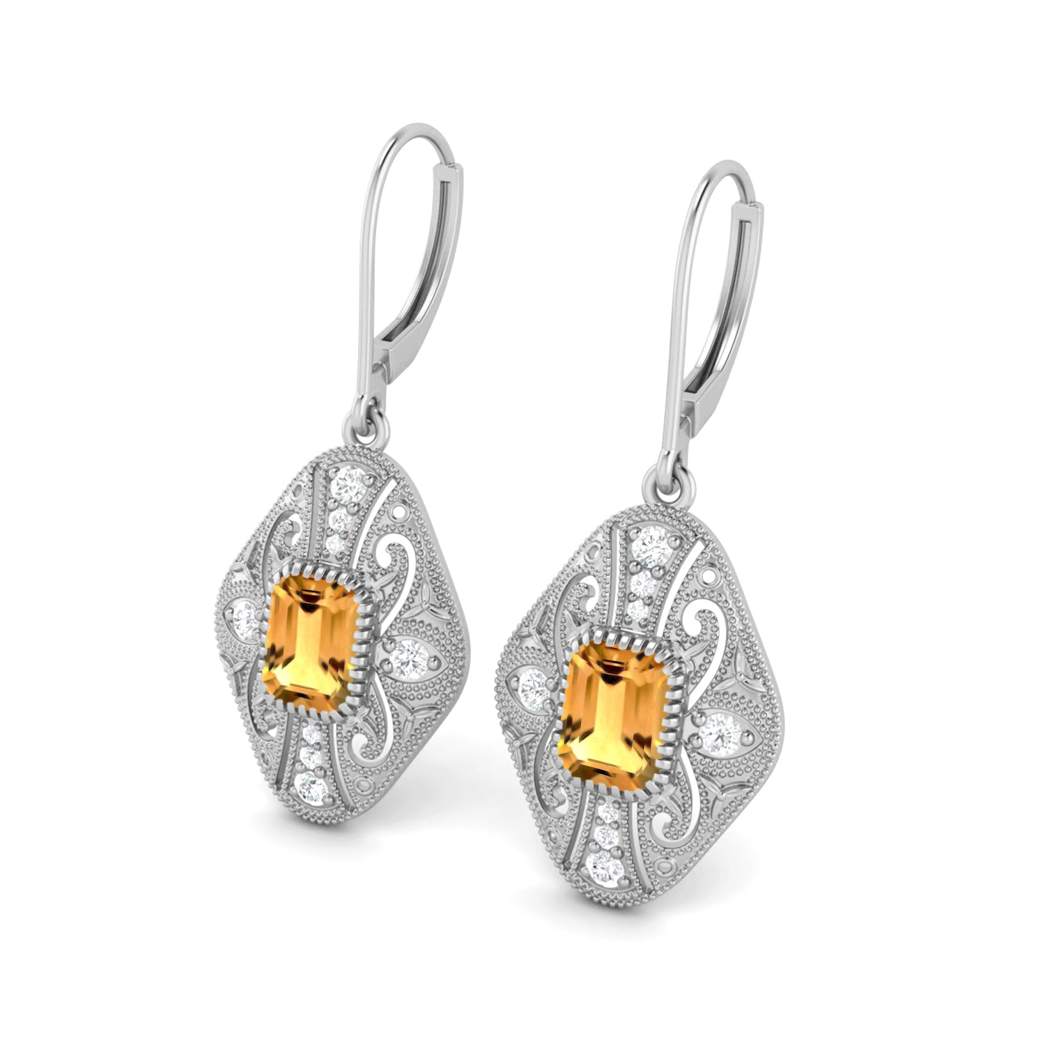 Citrine Filigree Dangle Earrings