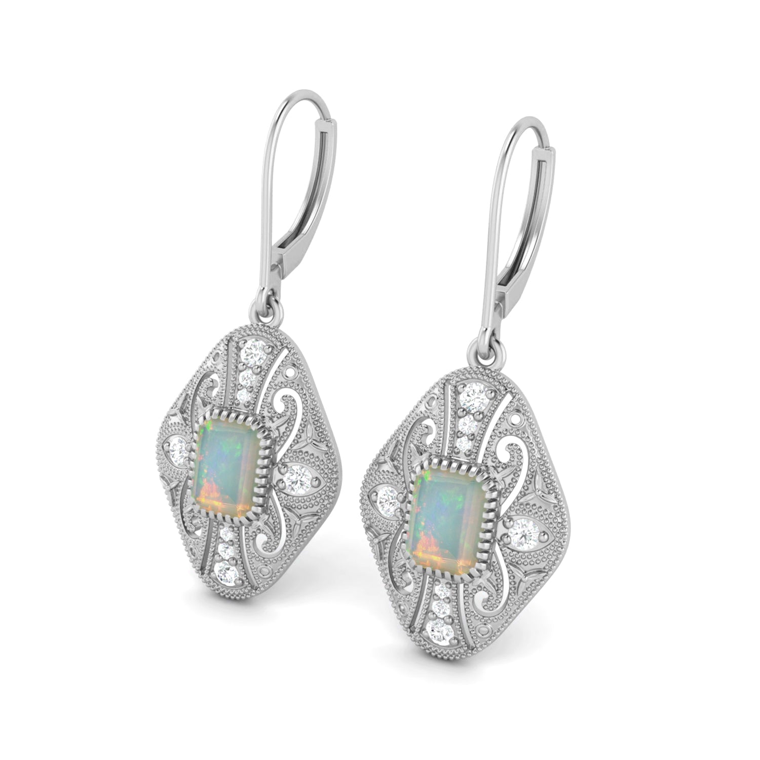 Opal Filigree Dangle Earrings