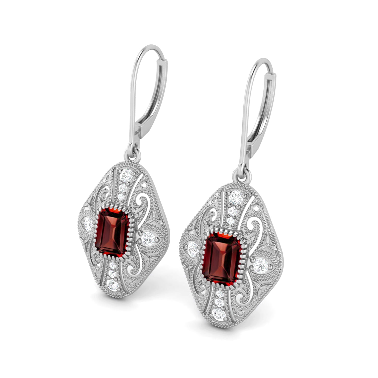 Garnet Filigree Dangle Earrings