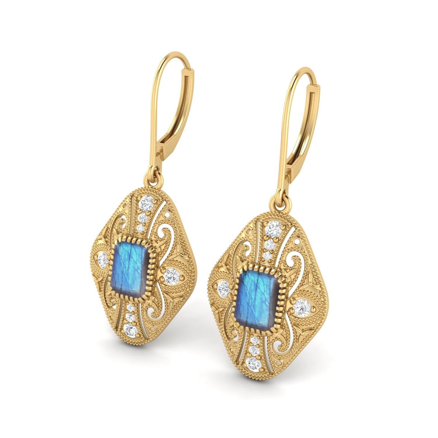 Labradorite Filigree Dangle Earrings
