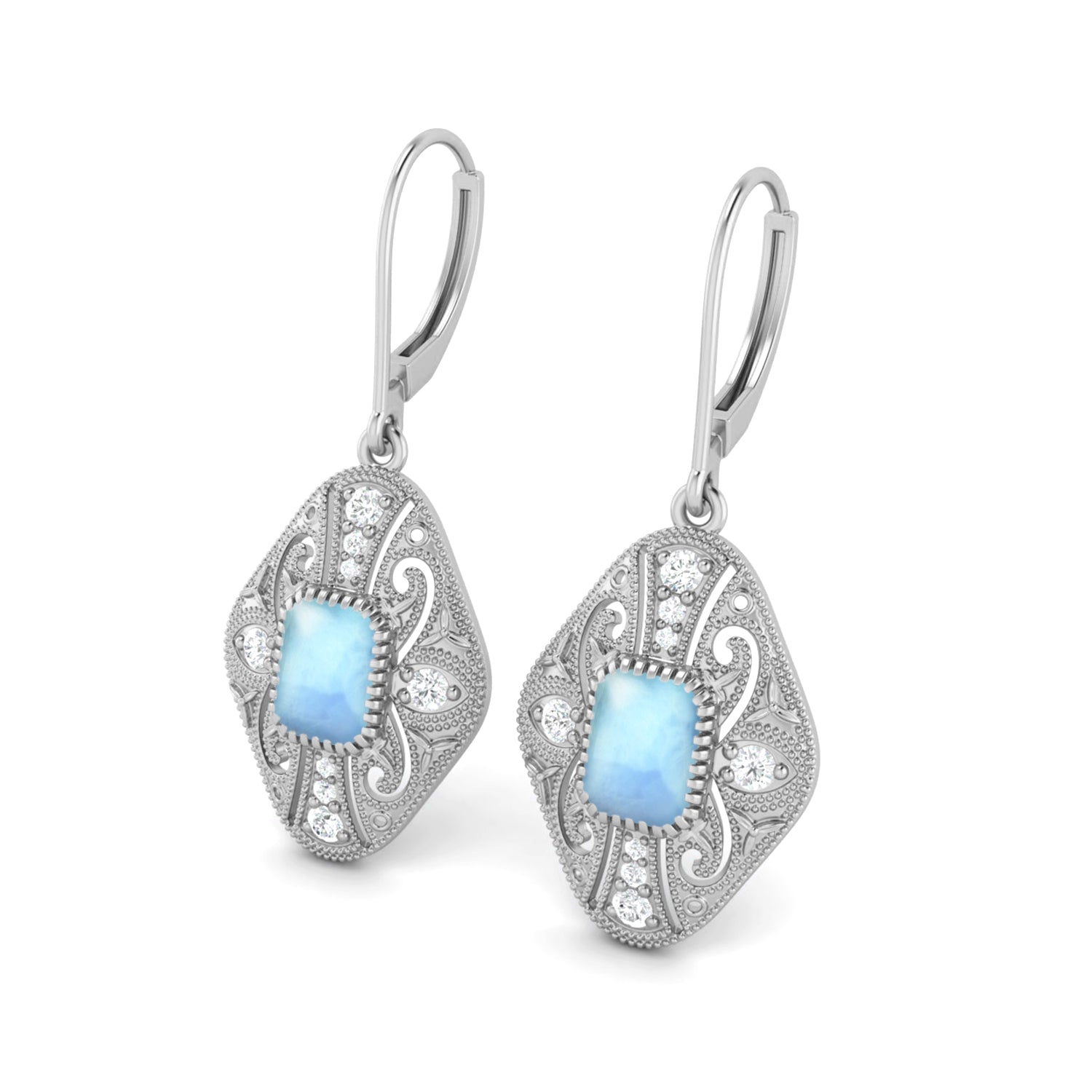 Larimar Filigree Dangle Earrings