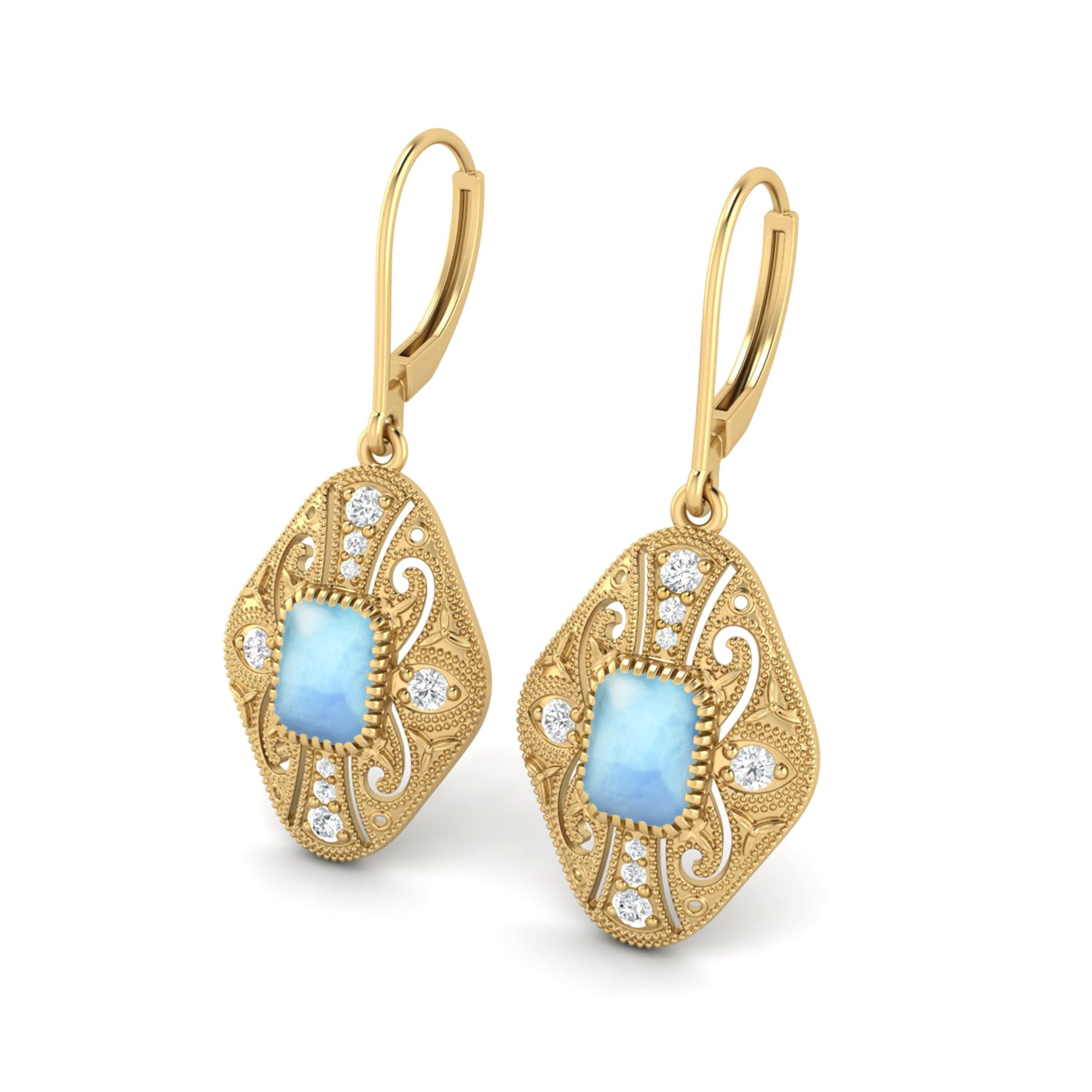 Larimar Filigree Dangle Earrings
