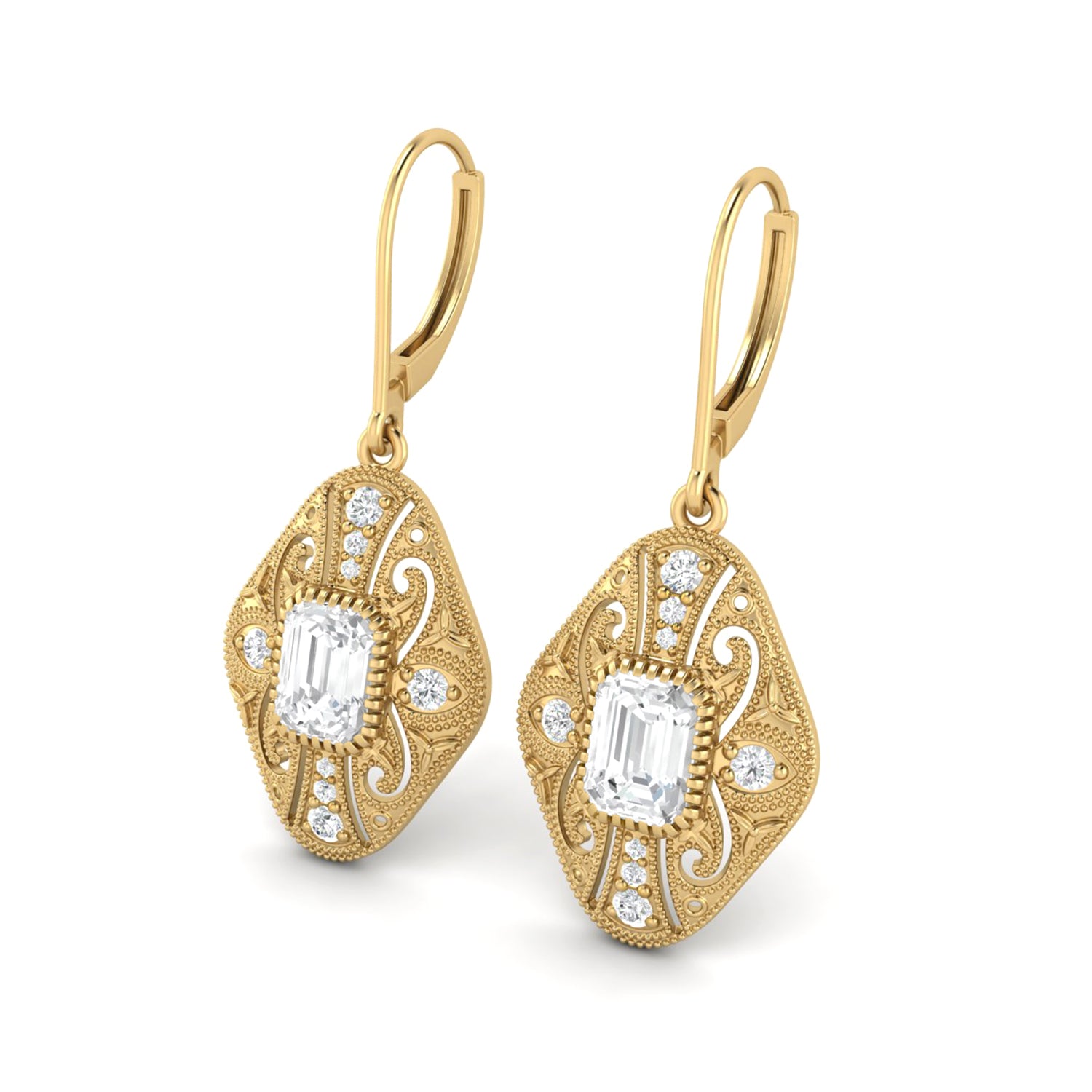 Moissanite Filigree Dangle Earrings – Sterling Silver