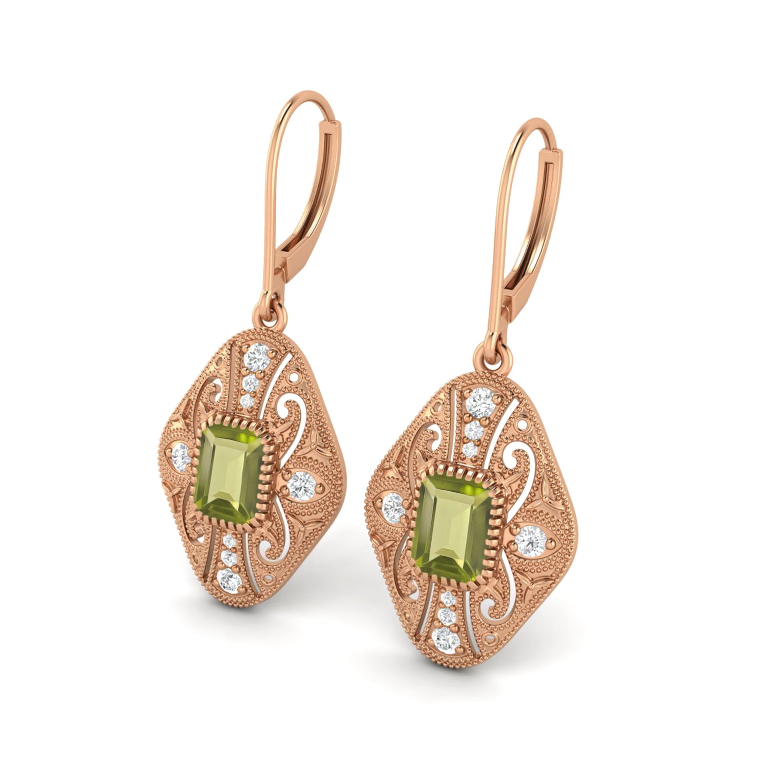 Peridot Filigree Dangle Earrings