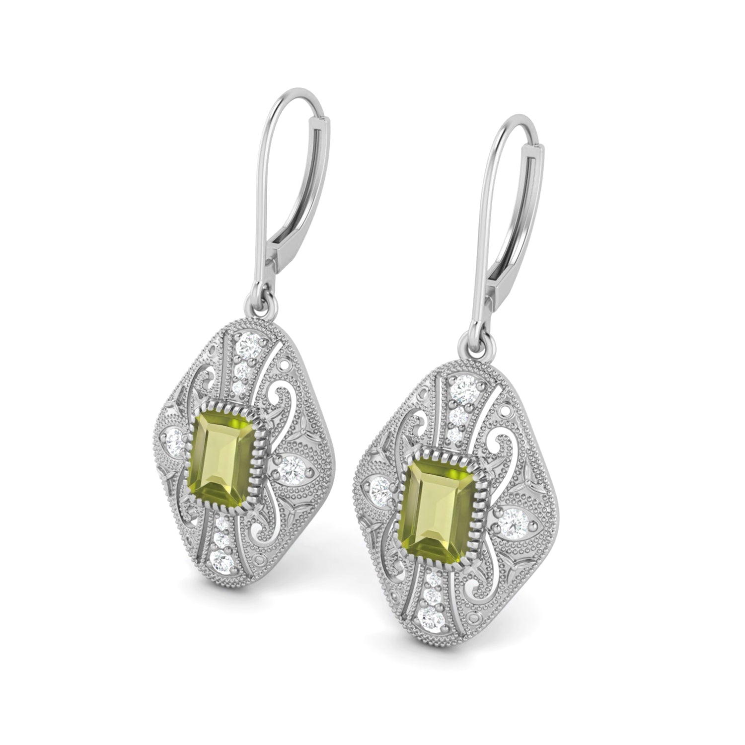 Peridot Filigree Dangle Earrings