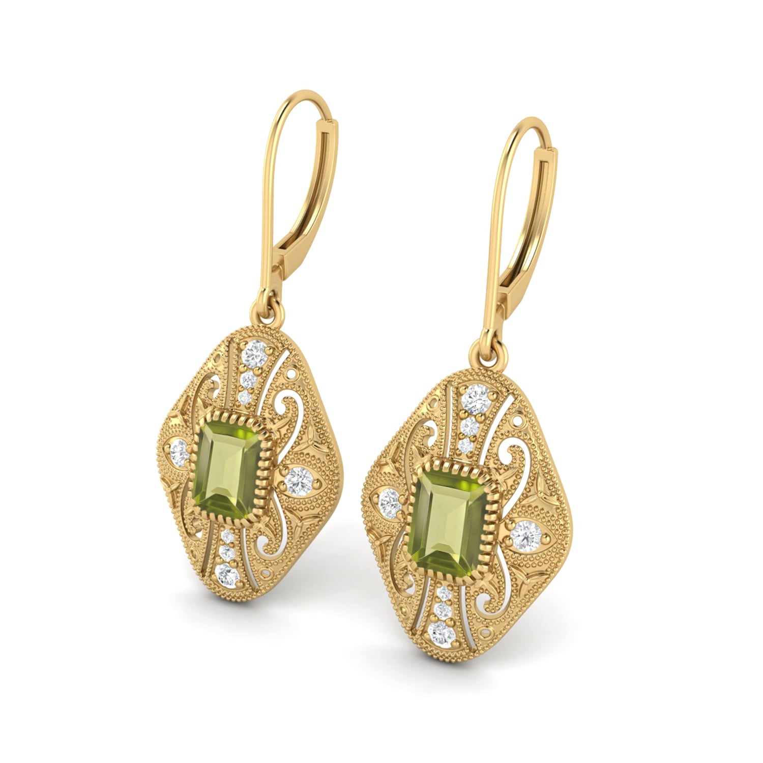 Peridot Filigree Dangle Earrings