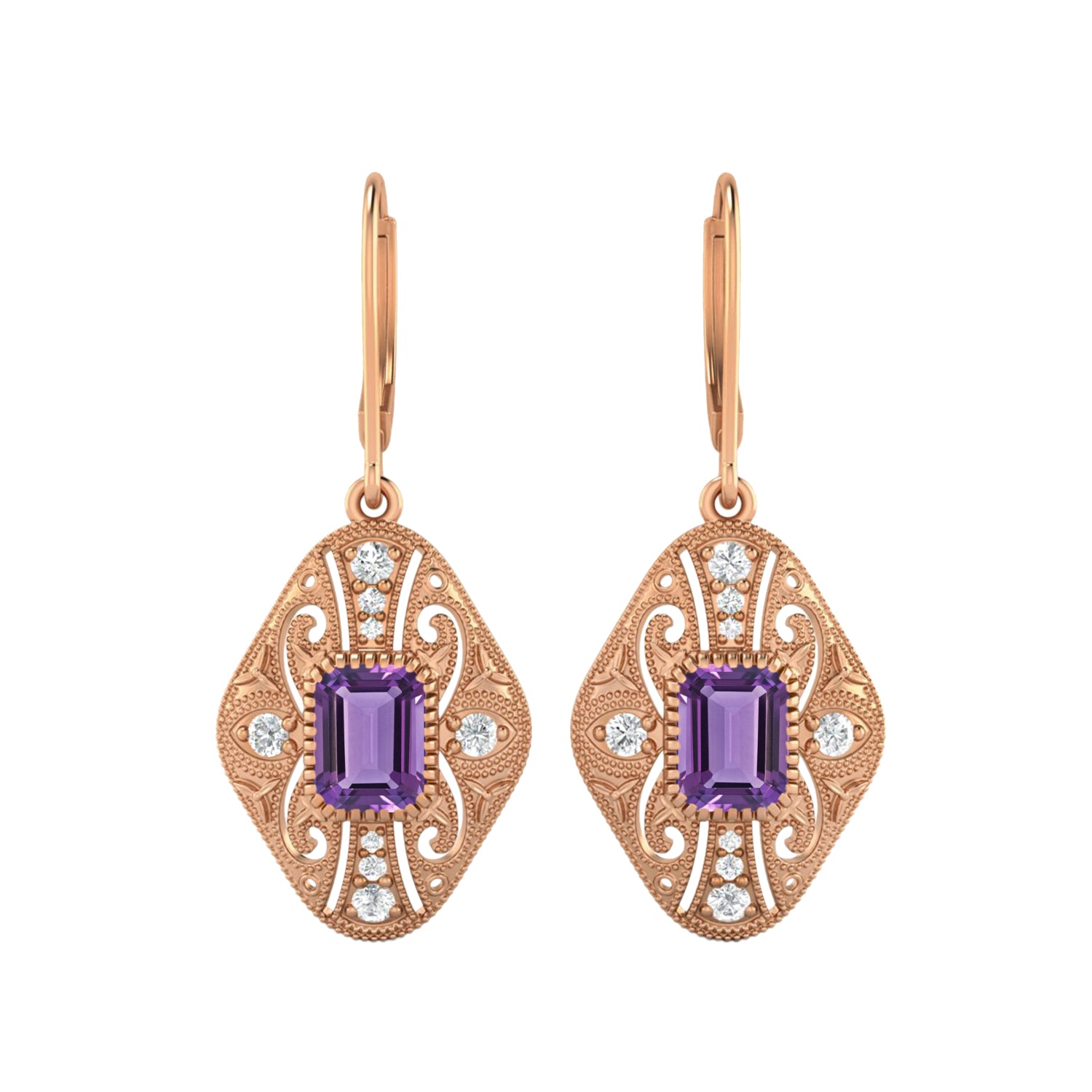 Amethyst Filigree Dangle Earrings