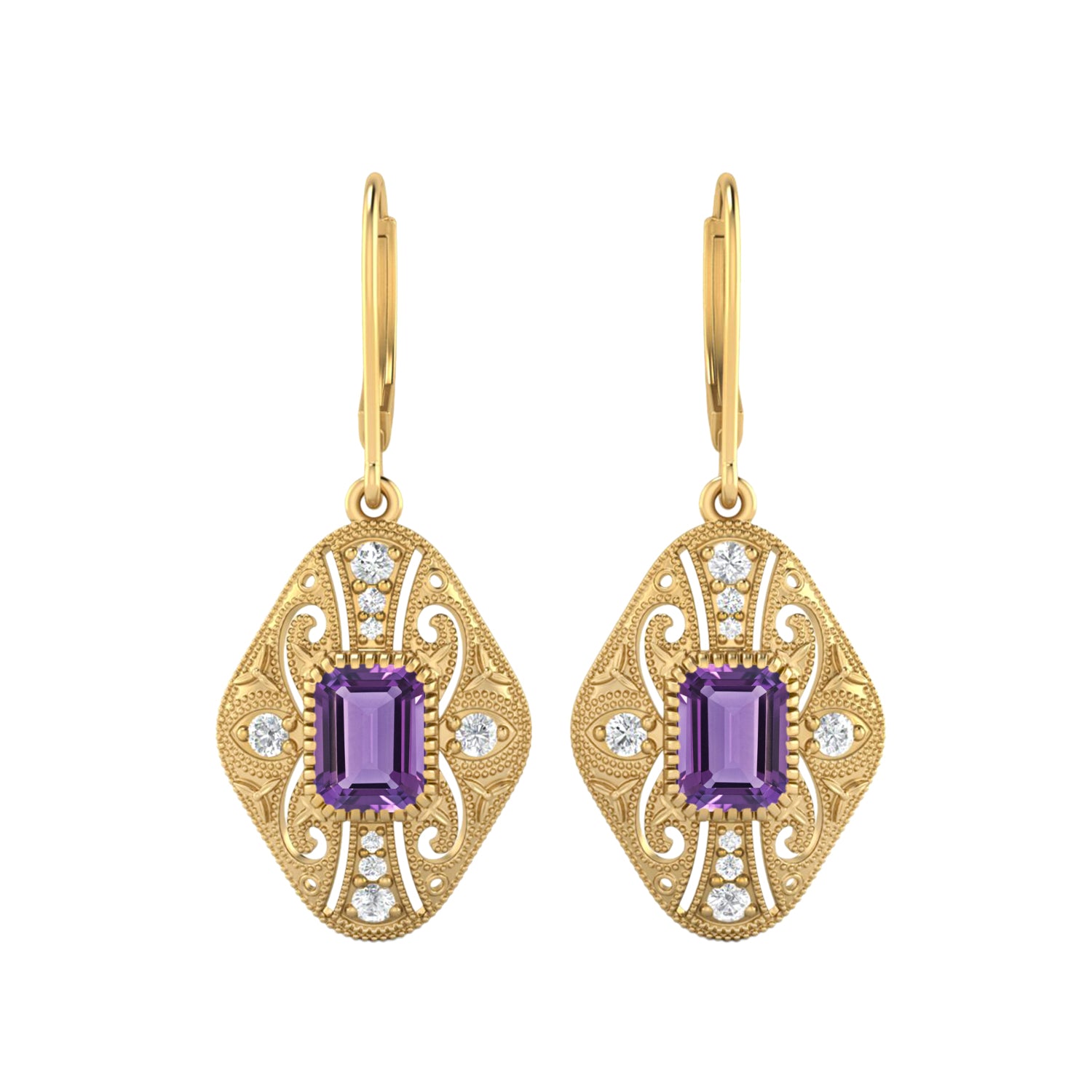Amethyst Filigree Dangle Earrings
