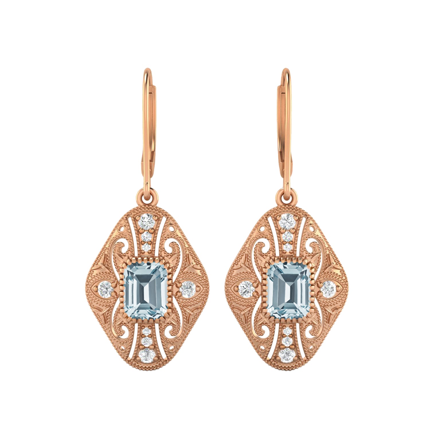 Blue Topaz Filigree Dangle Earrings