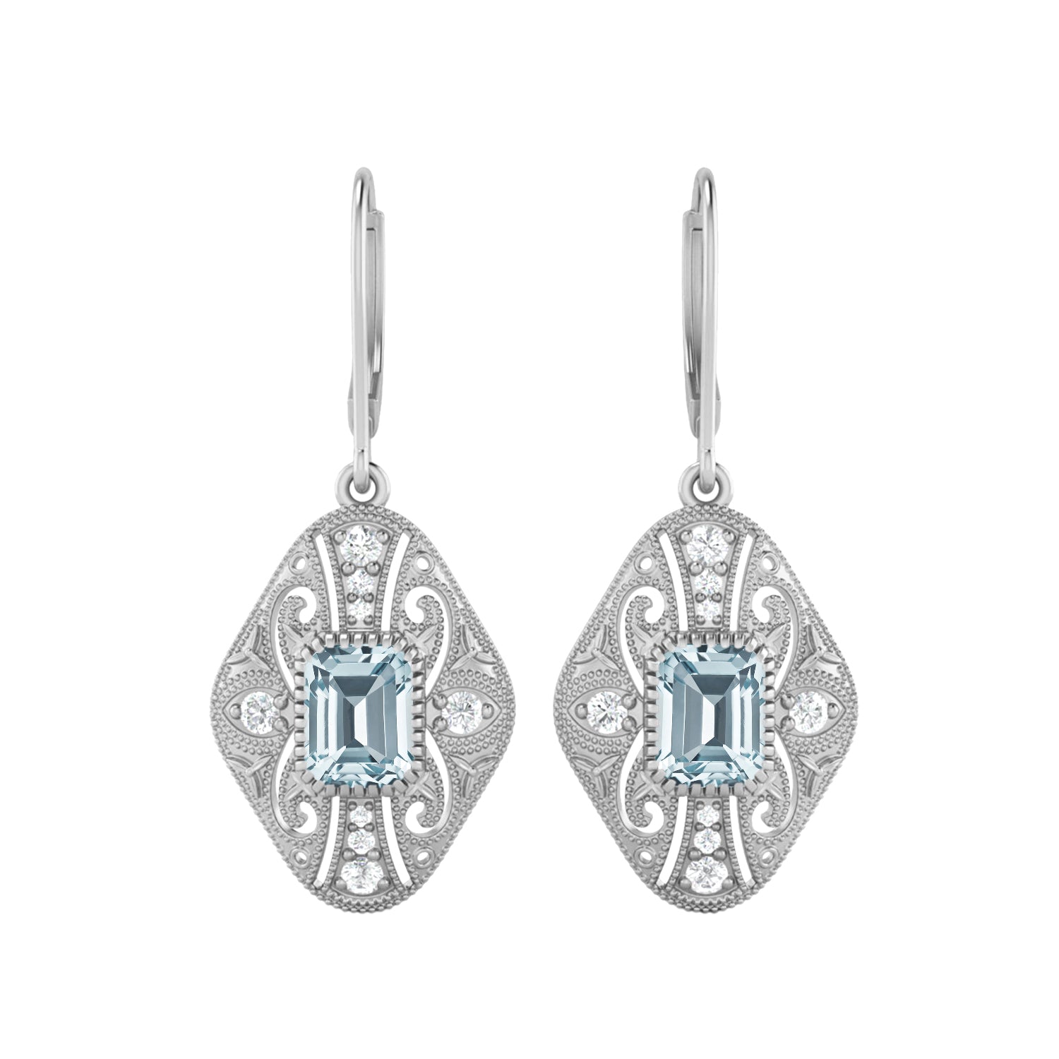 Blue Topaz Filigree Dangle Earrings