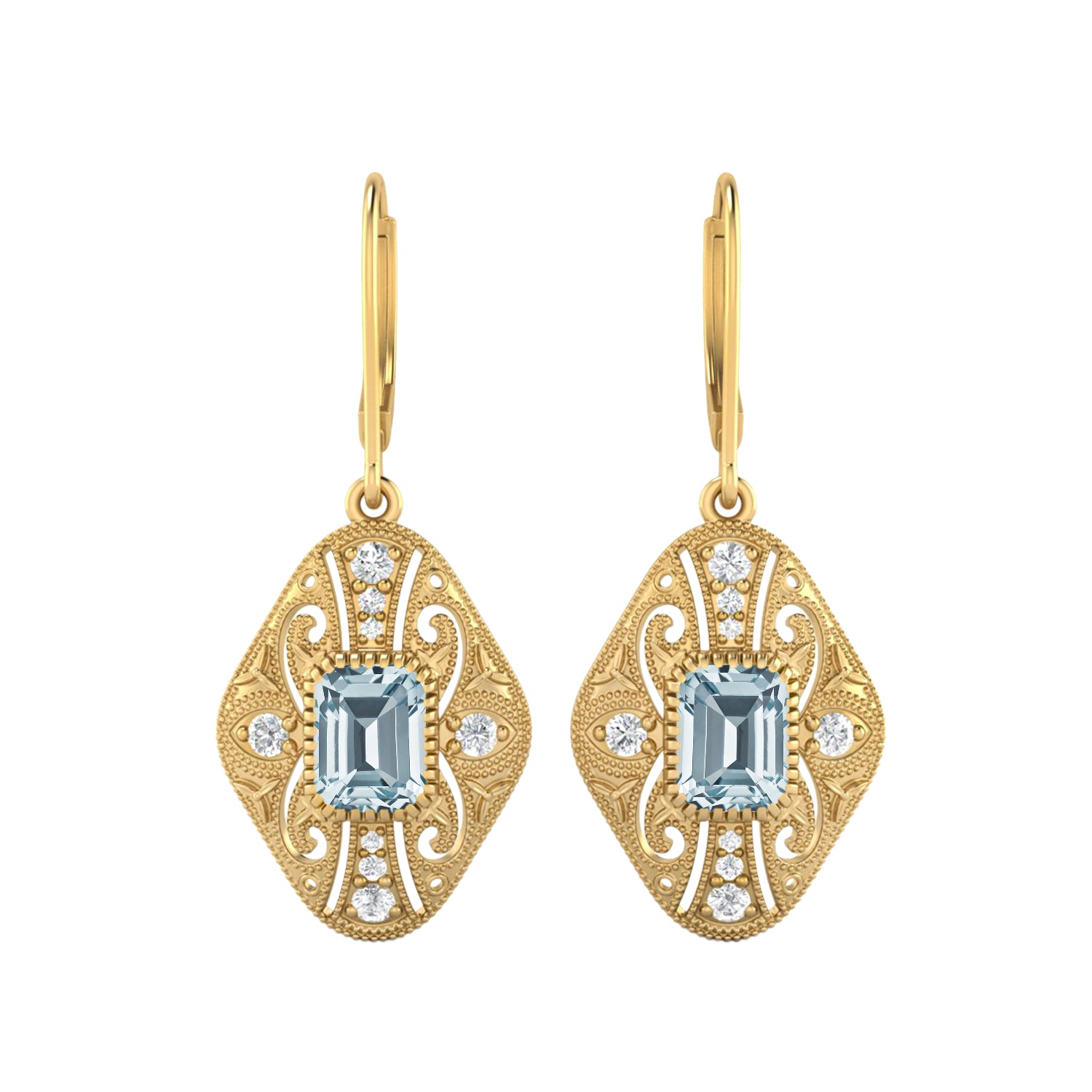 Blue Topaz Filigree Dangle Earrings