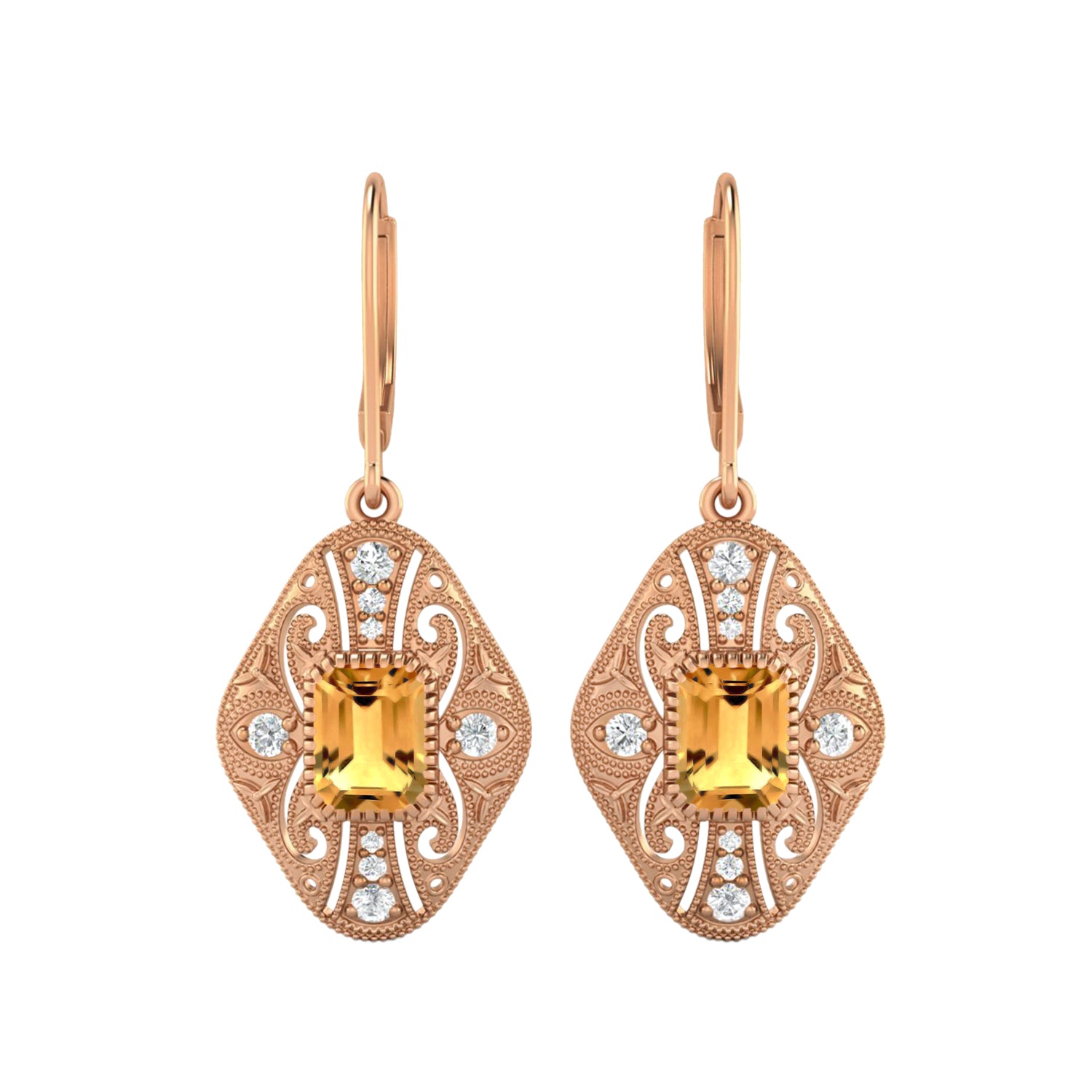 Citrine Filigree Dangle Earrings