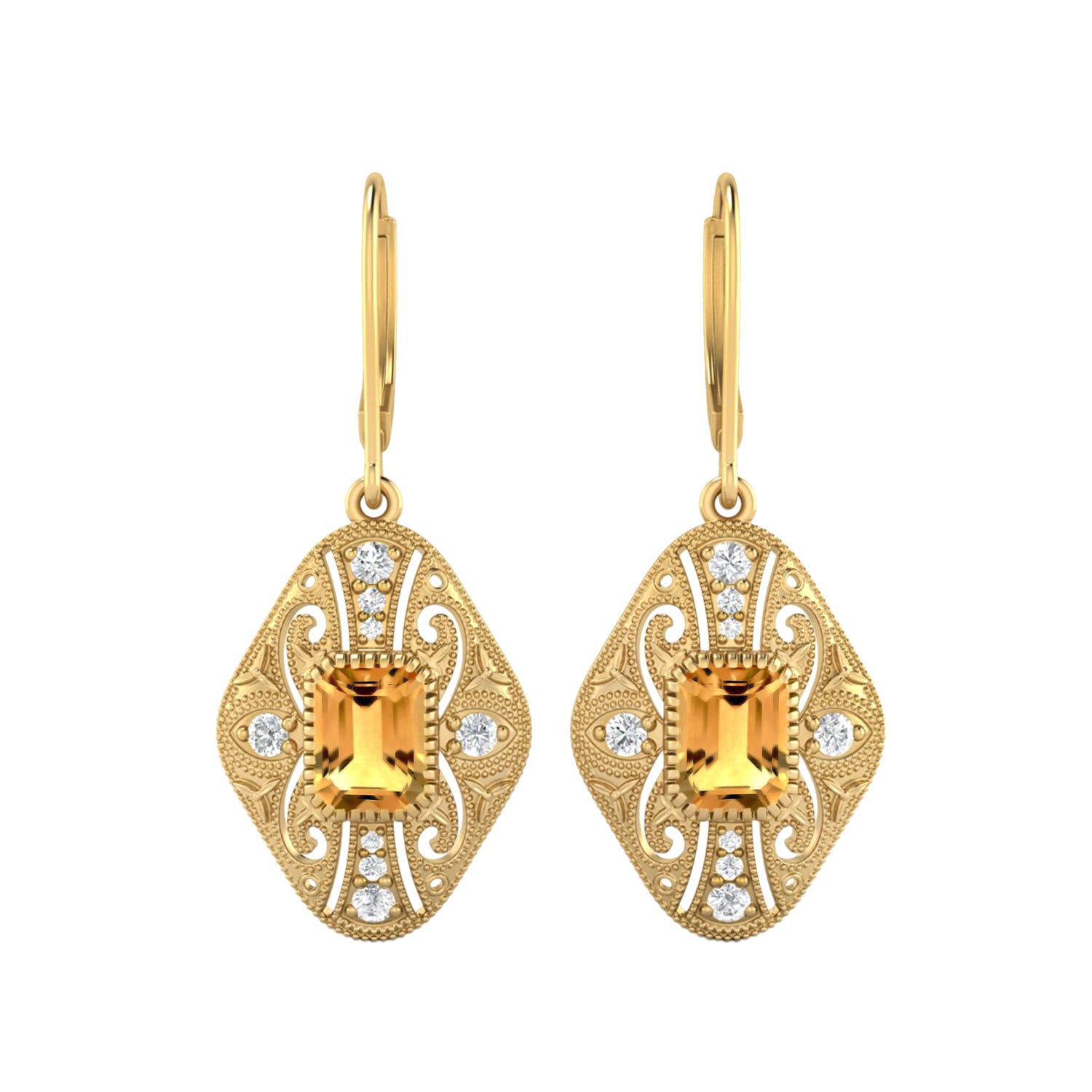 Citrine Filigree Dangle Earrings