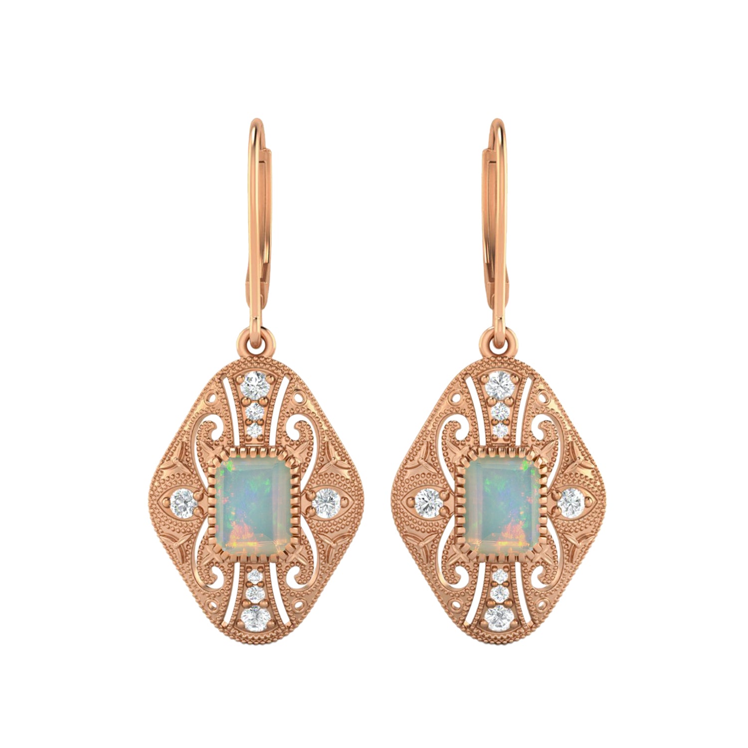 Opal Filigree Dangle Earrings