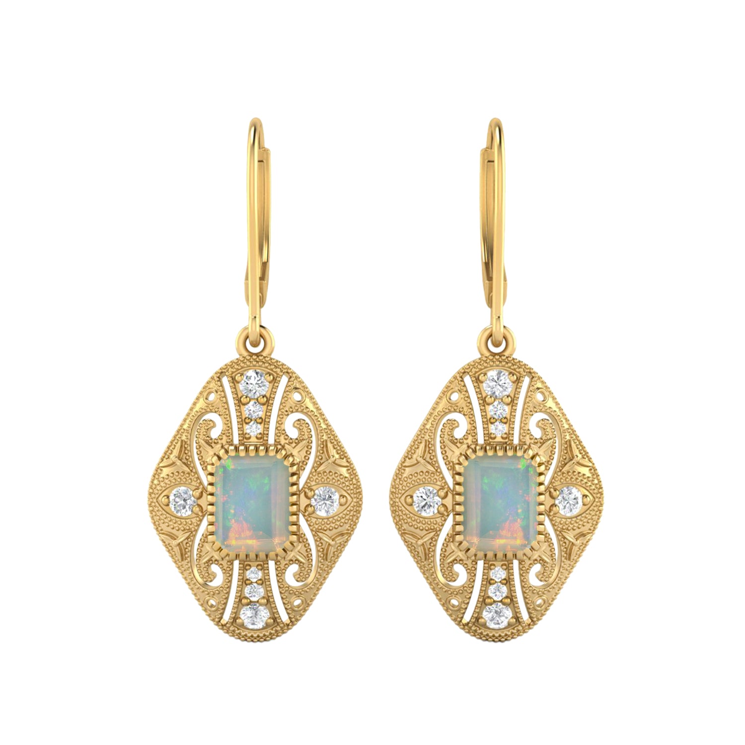 Opal Filigree Dangle Earrings