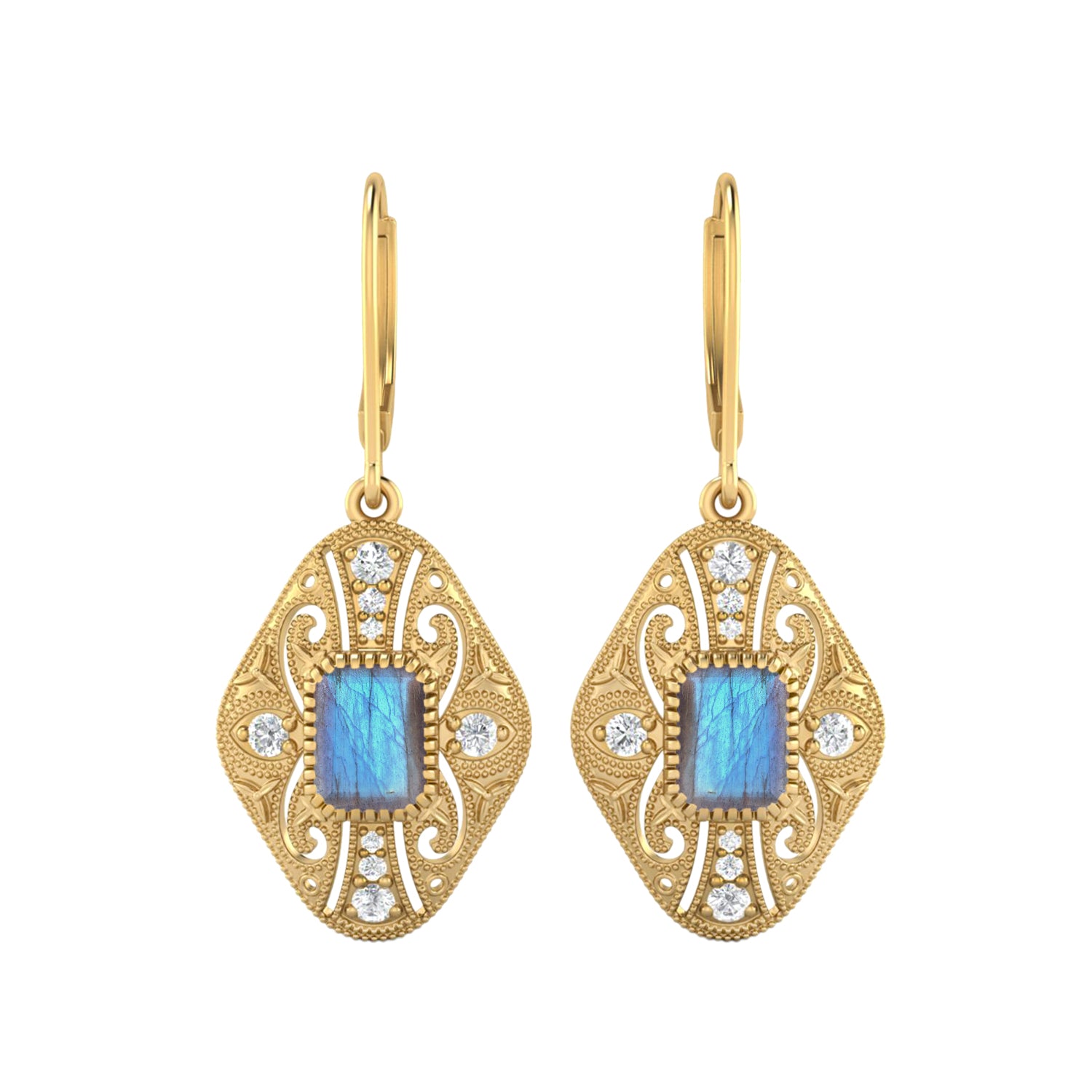 Labradorite Filigree Dangle Earrings
