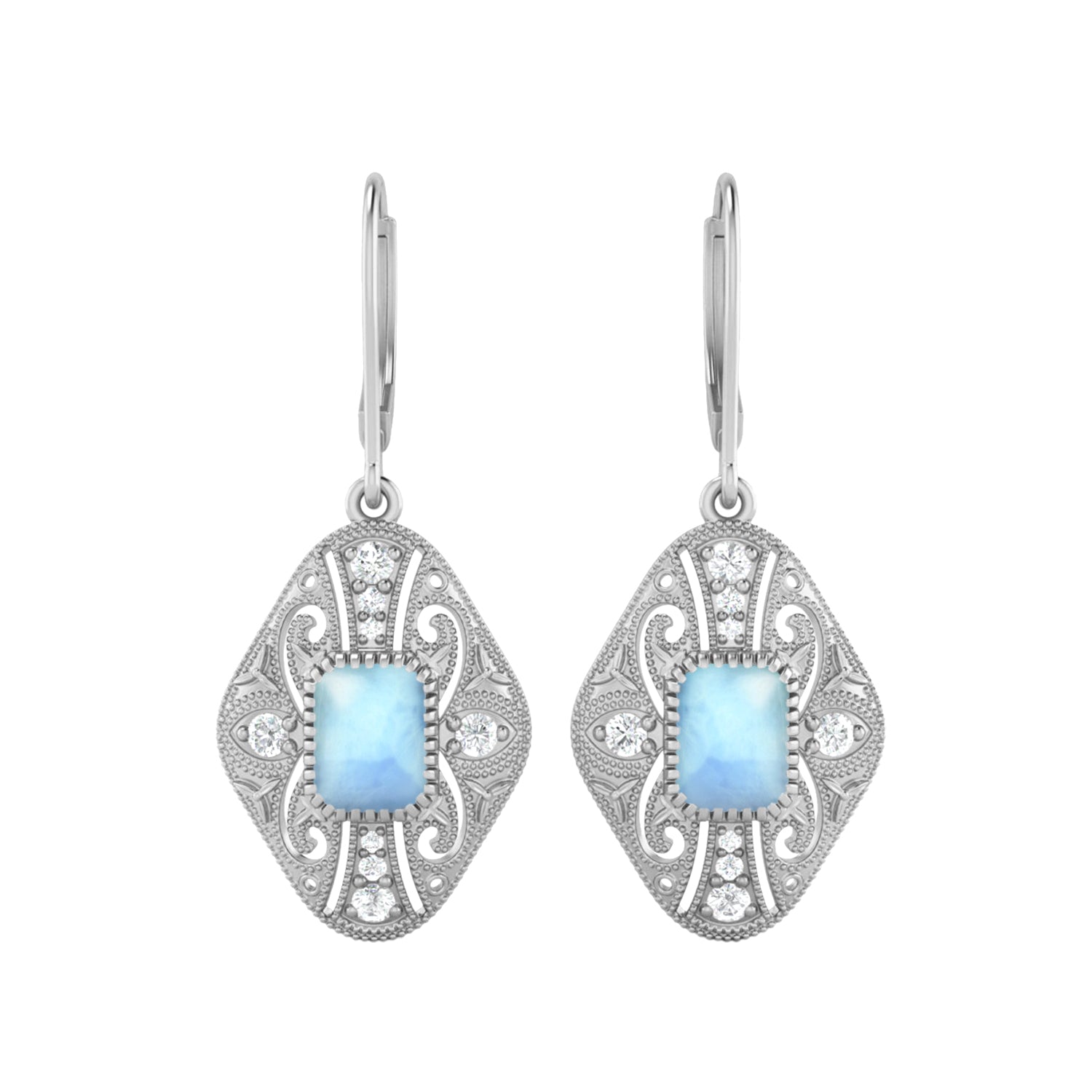 Larimar Filigree Dangle Earrings