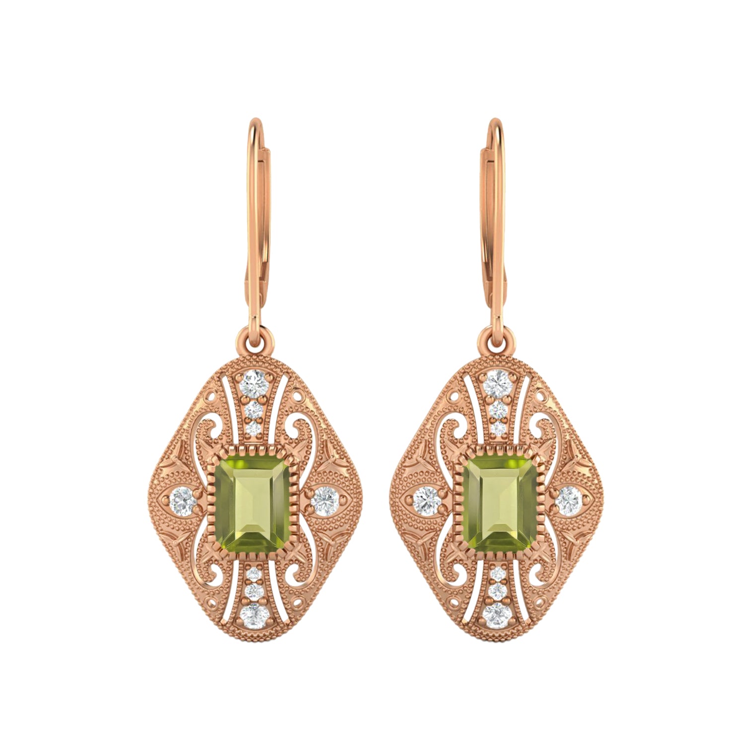 Peridot Filigree Dangle Earrings