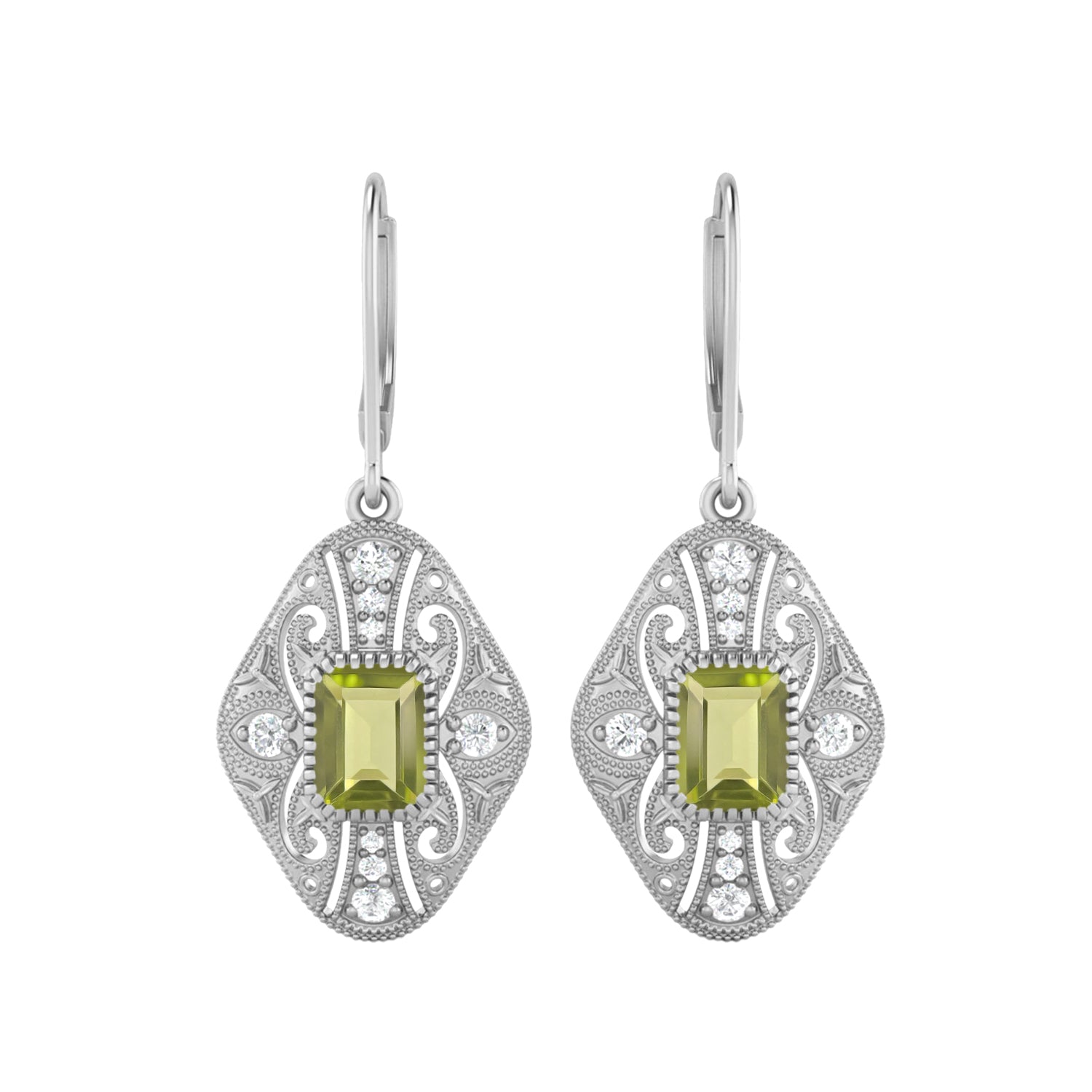 Peridot Filigree Dangle Earrings