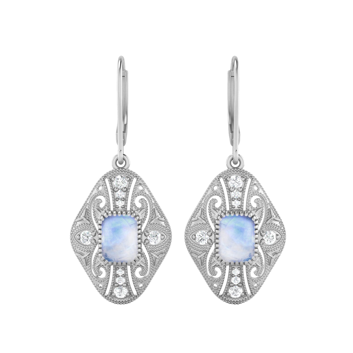 Moonstone Filigree Dangle Earrings