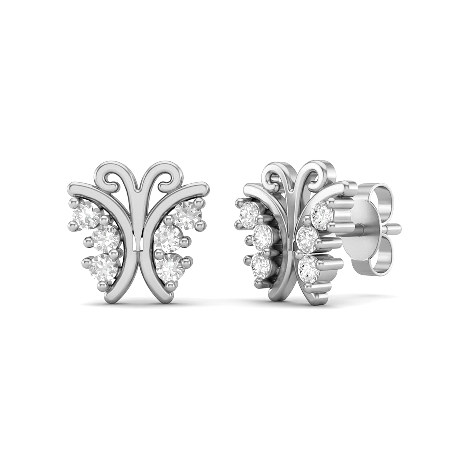 Moissanite Delicate Butterfly Stud Earrings – Sterling Silver