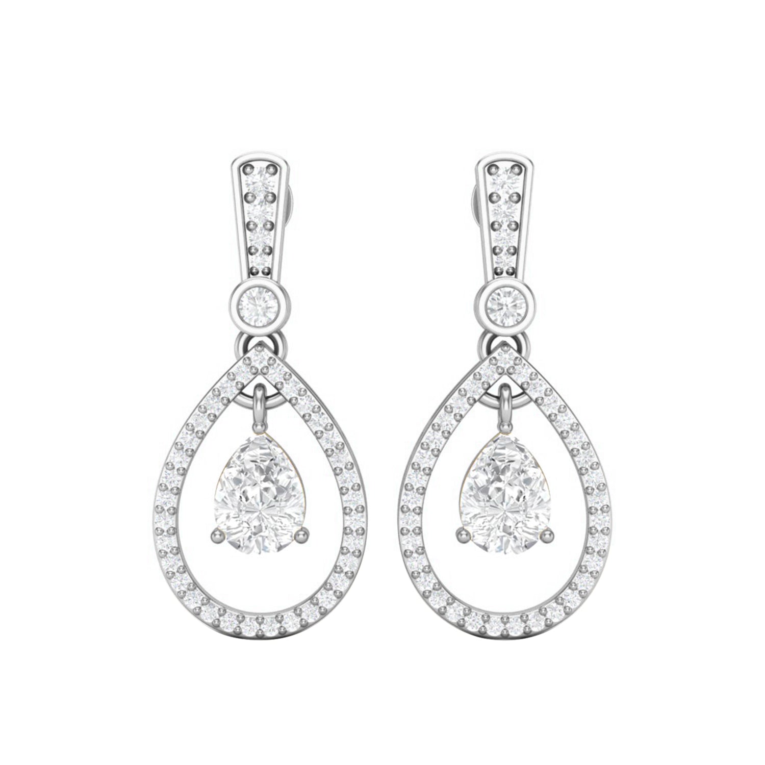 Moissanite Halo Drop Dangle Earrings – Sterling Silver