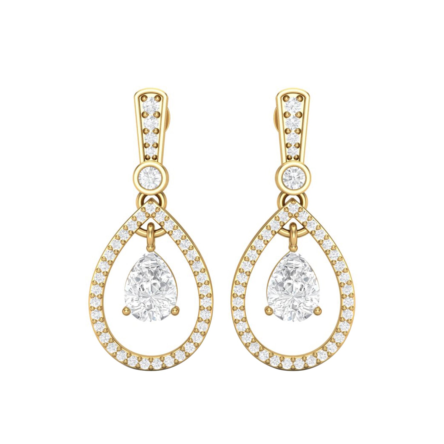 Moissanite Halo Drop Dangle Earrings – Sterling Silver