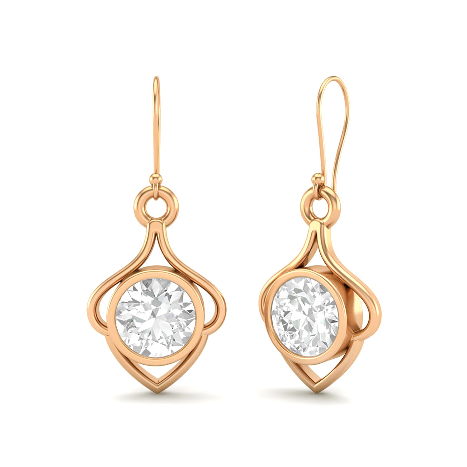 Moissanite Elegant Scroll Drop Earrings – Sterling Silver
