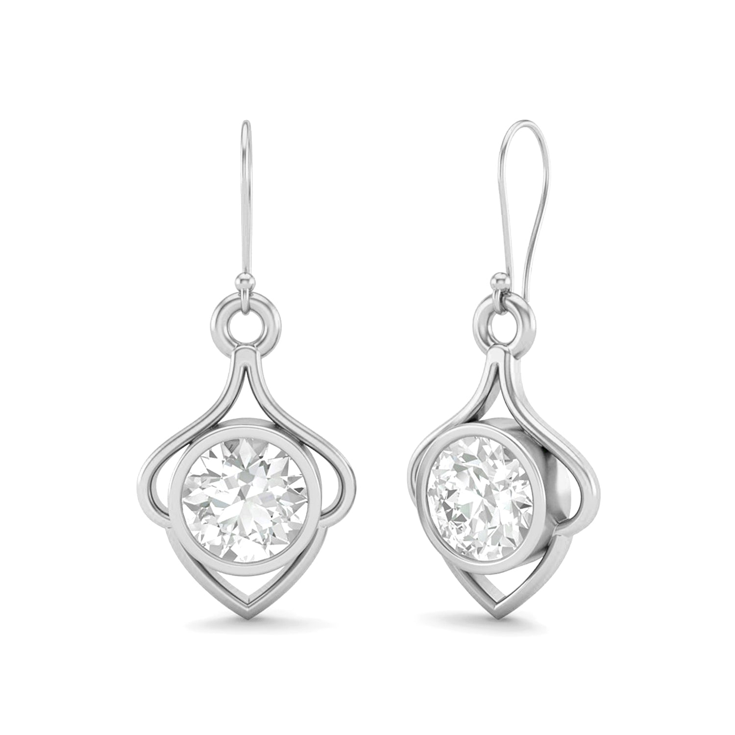 Moissanite Elegant Scroll Drop Earrings – Sterling Silver