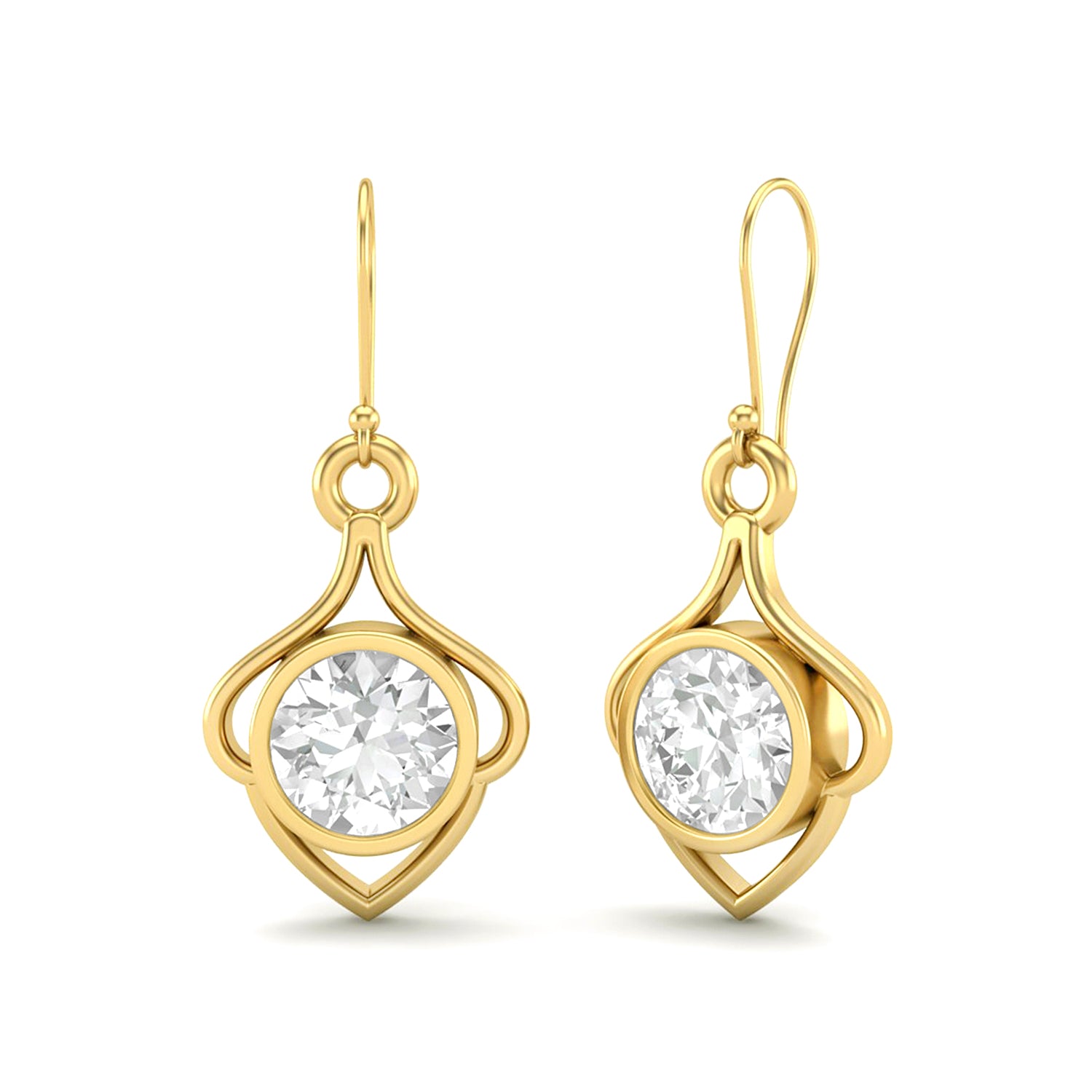 Moissanite Elegant Scroll Drop Earrings – Sterling Silver