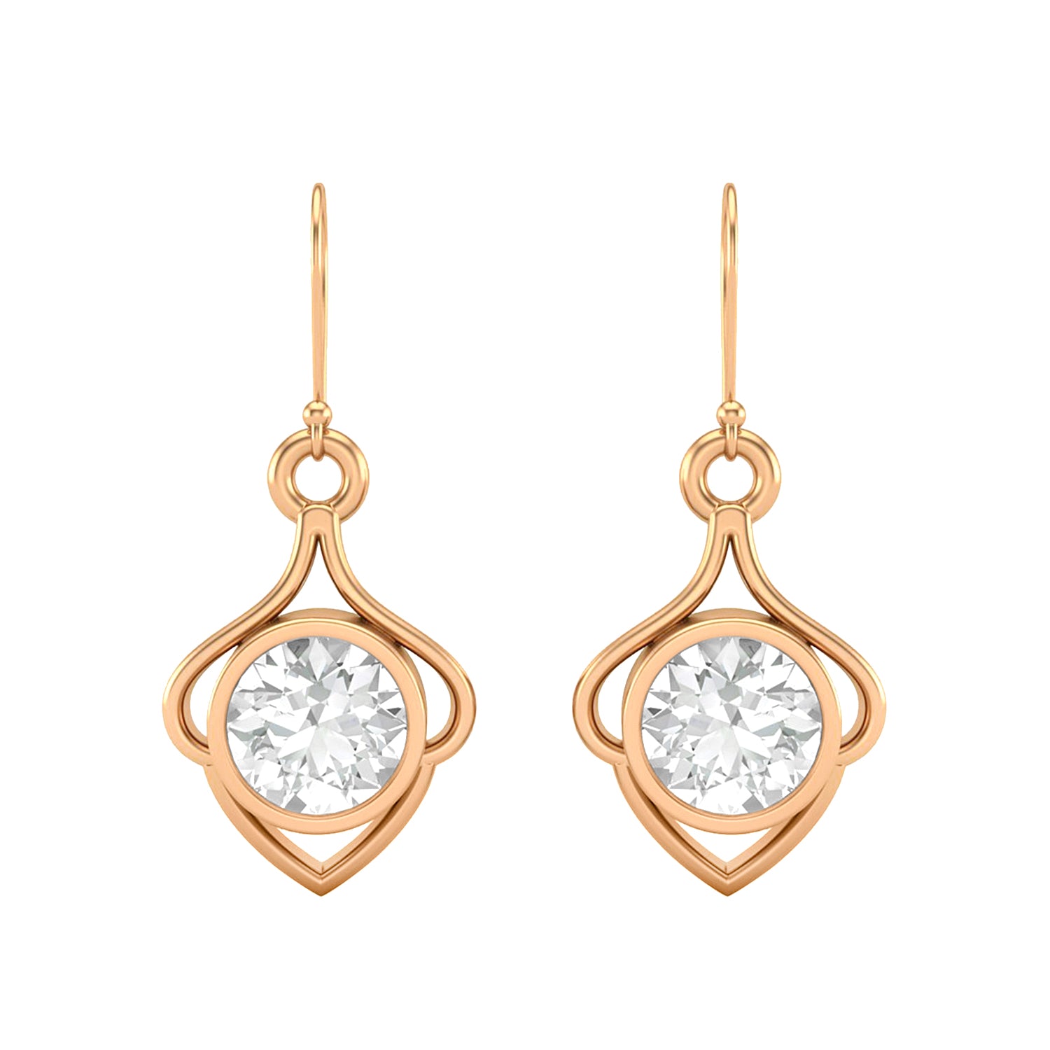 Moissanite Elegant Scroll Drop Earrings – Sterling Silver