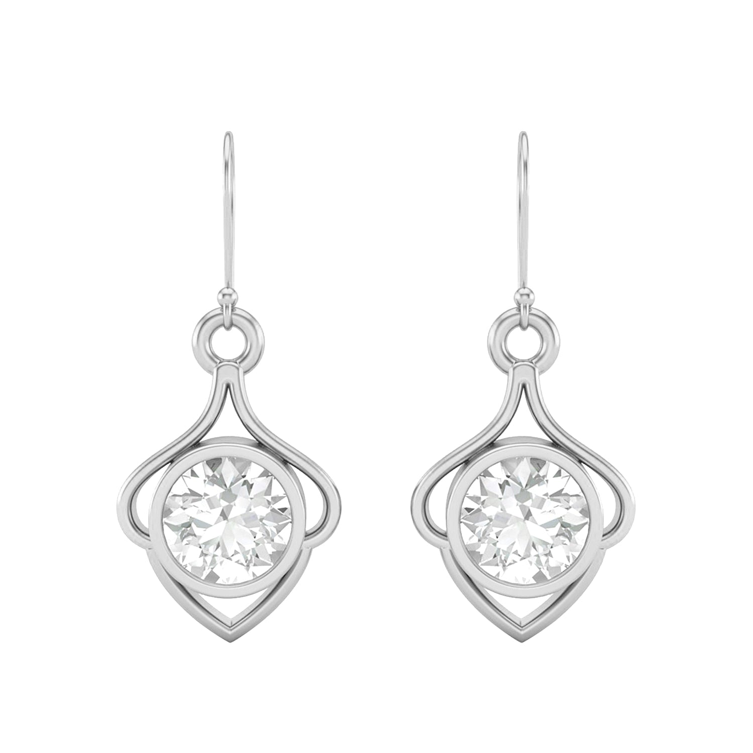 Moissanite Elegant Scroll Drop Earrings – Sterling Silver