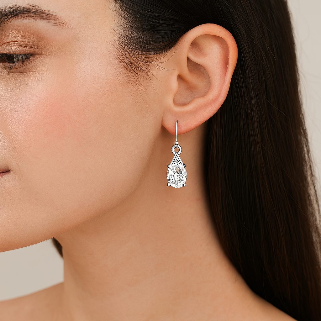 Moissanite Vintage-Inspired Drop Earrings – Sterling Silver