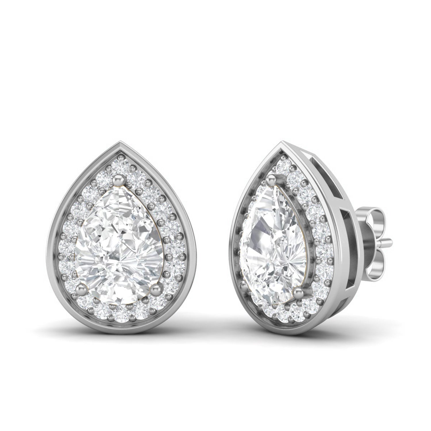 Pear Shape Moissanite Stud Earrings – Sterling Silver