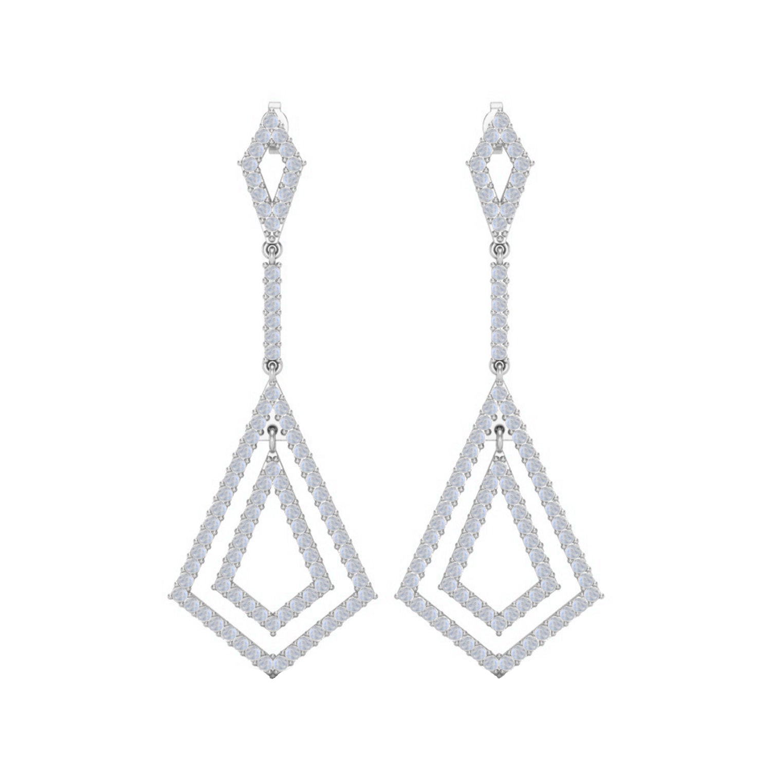 Moissanite Bold Geometric Drop Chandelier Earrings – Sterling Silver