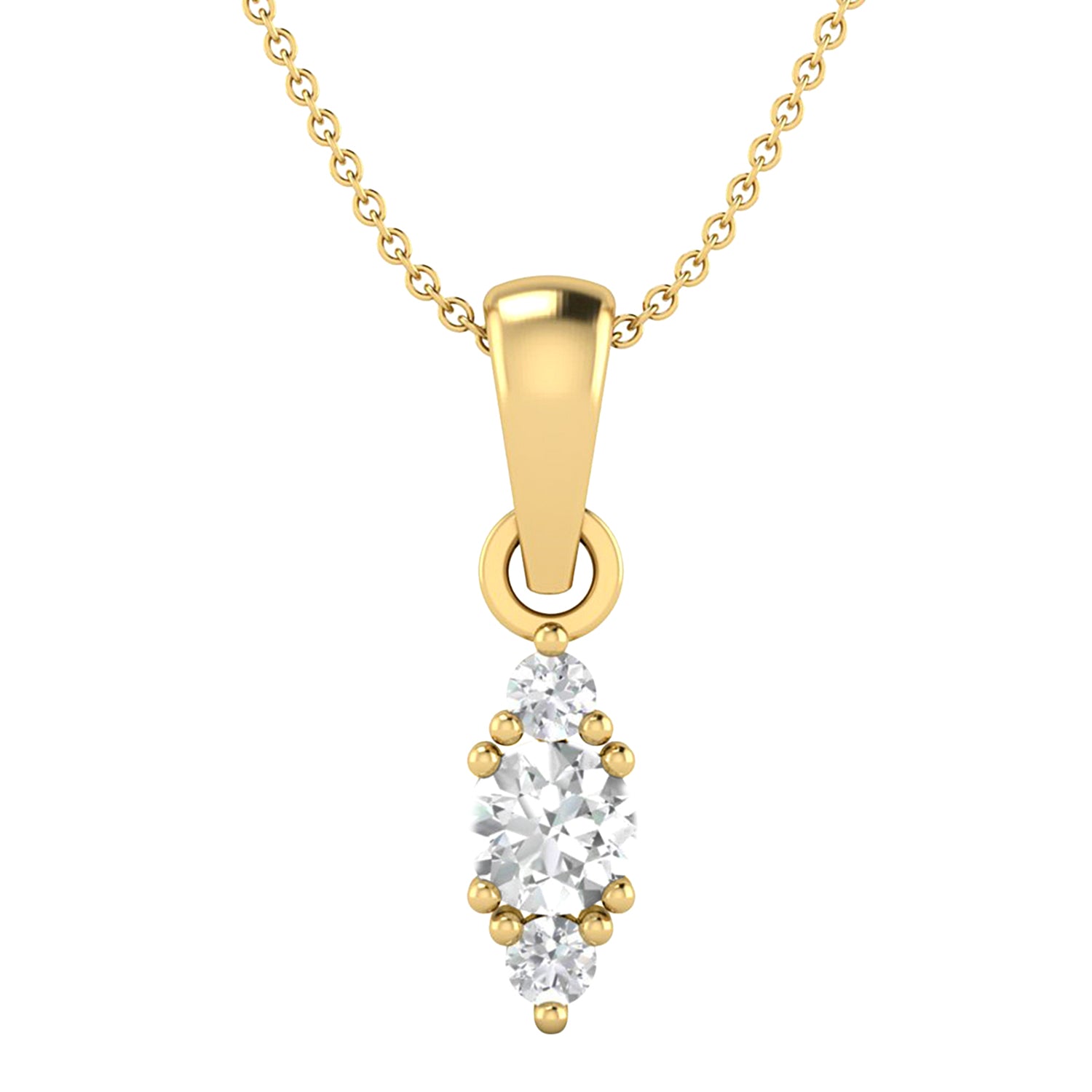 Round Moissanite Cluster Drop Pendant - Sterling Silver