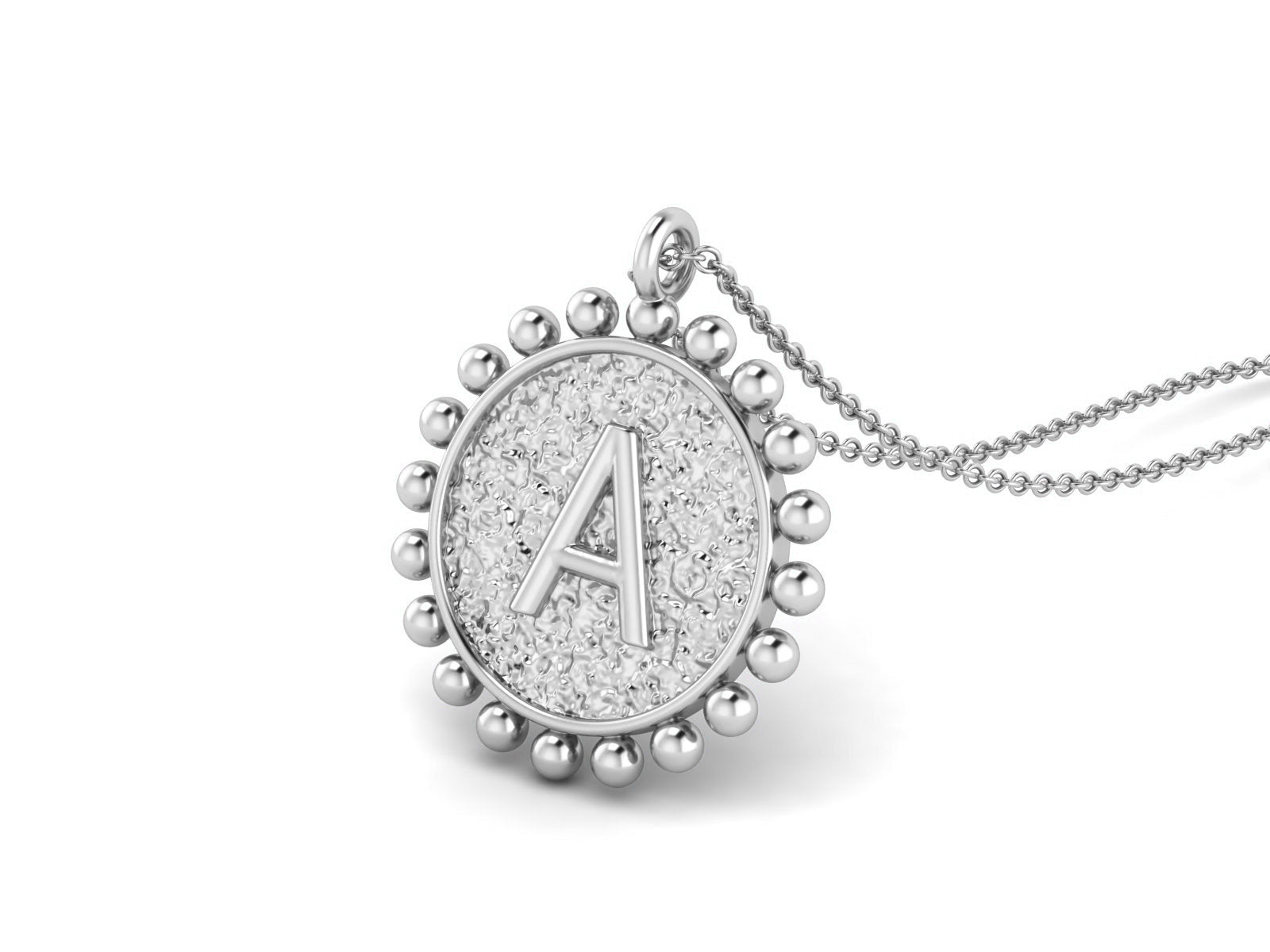 925 Sterling Silver Initial Necklace - A