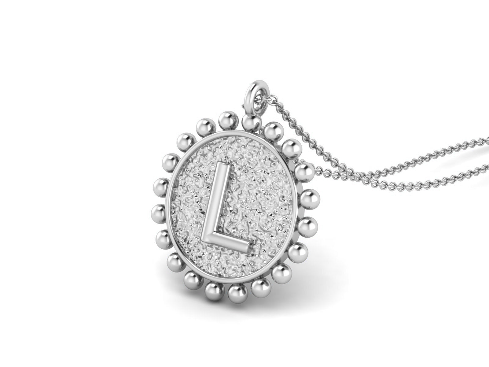 925 Sterling Silver Initial Necklace - L