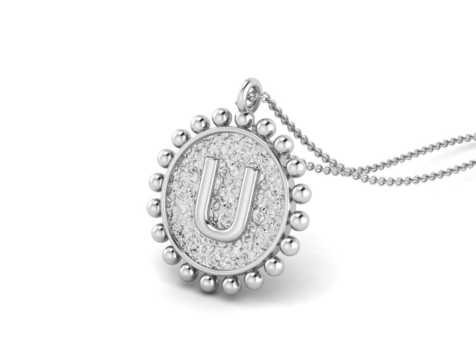 925 Sterling Silver Initial Necklace - U
