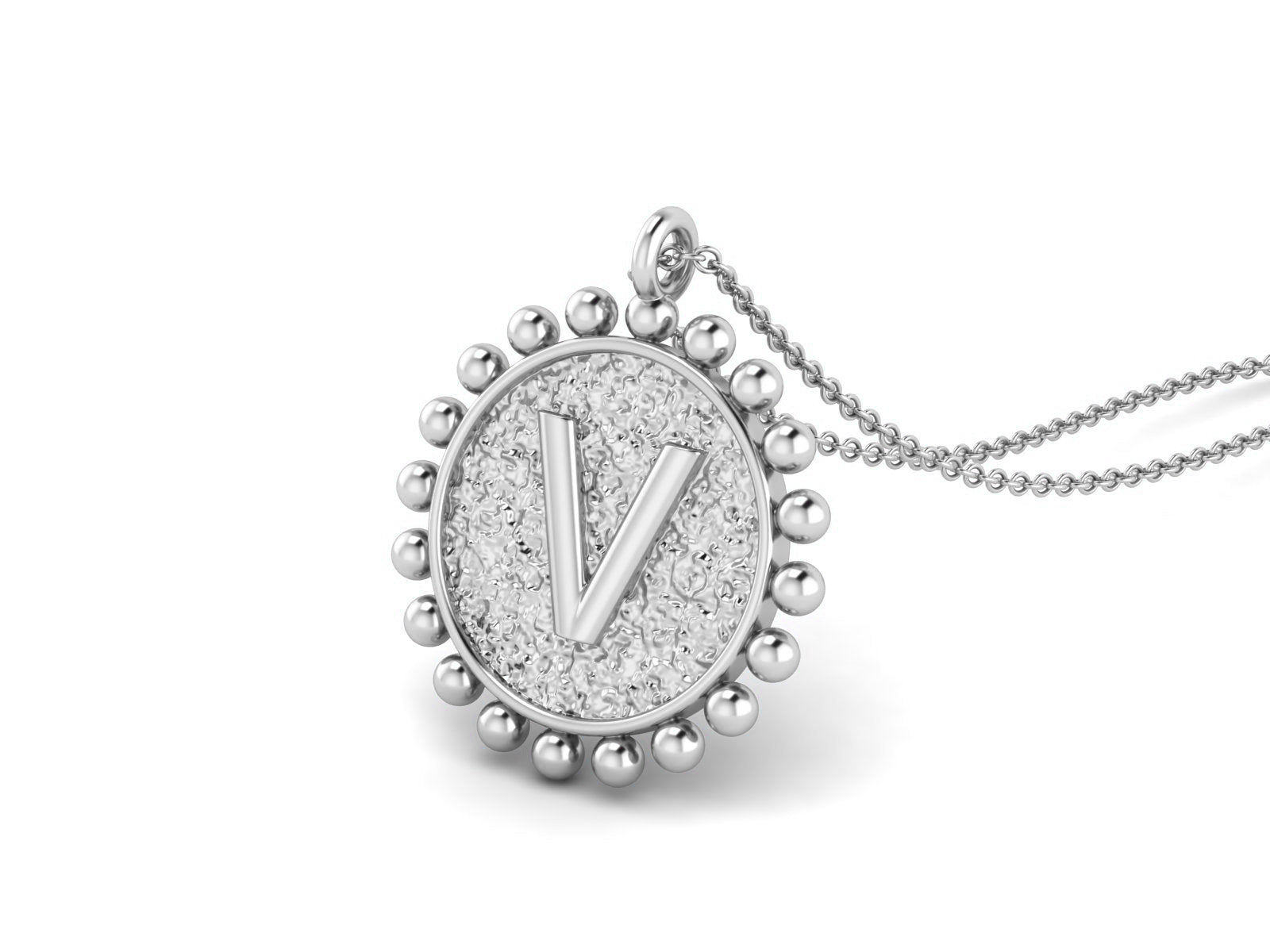 925 Sterling Silver Initial Necklace - V
