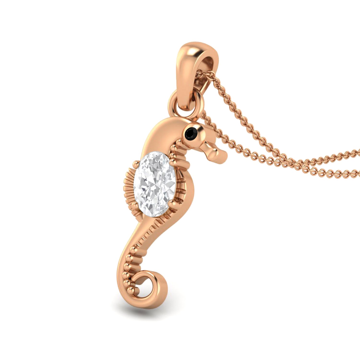 Moissanite Seahorse Sparkling Pendant - Sterling Silver