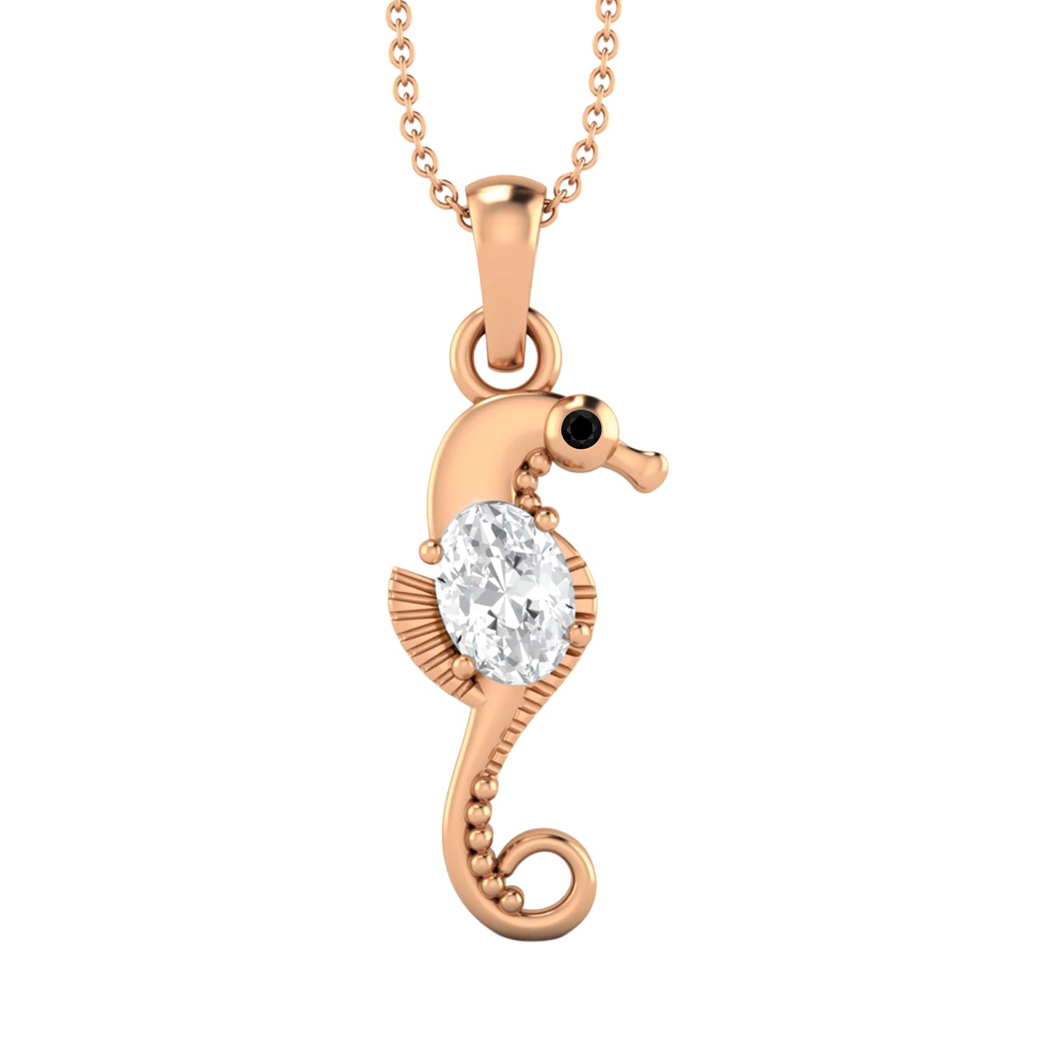 Moissanite Seahorse Sparkling Pendant - Sterling Silver