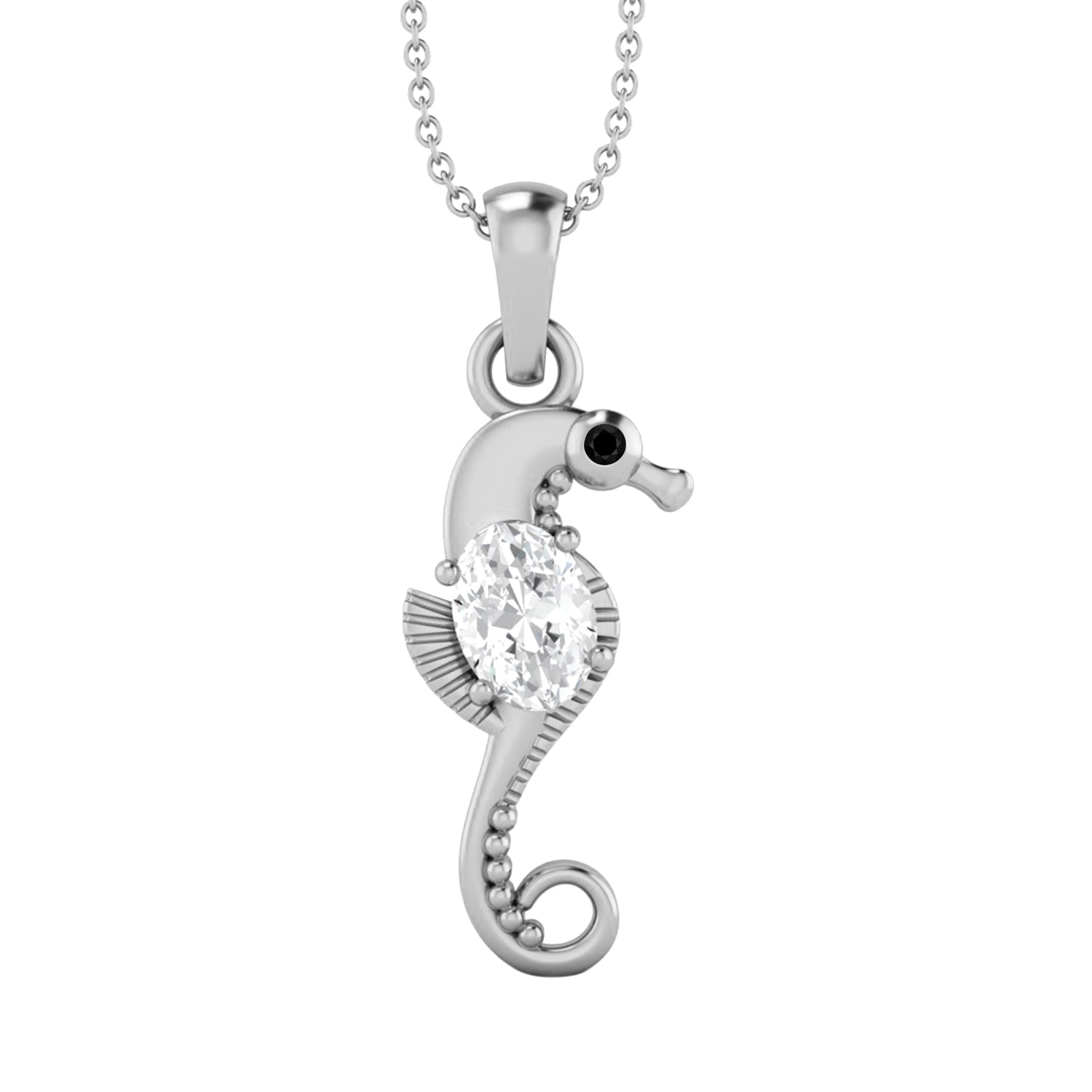 Moissanite Seahorse Sparkling Pendant - Sterling Silver