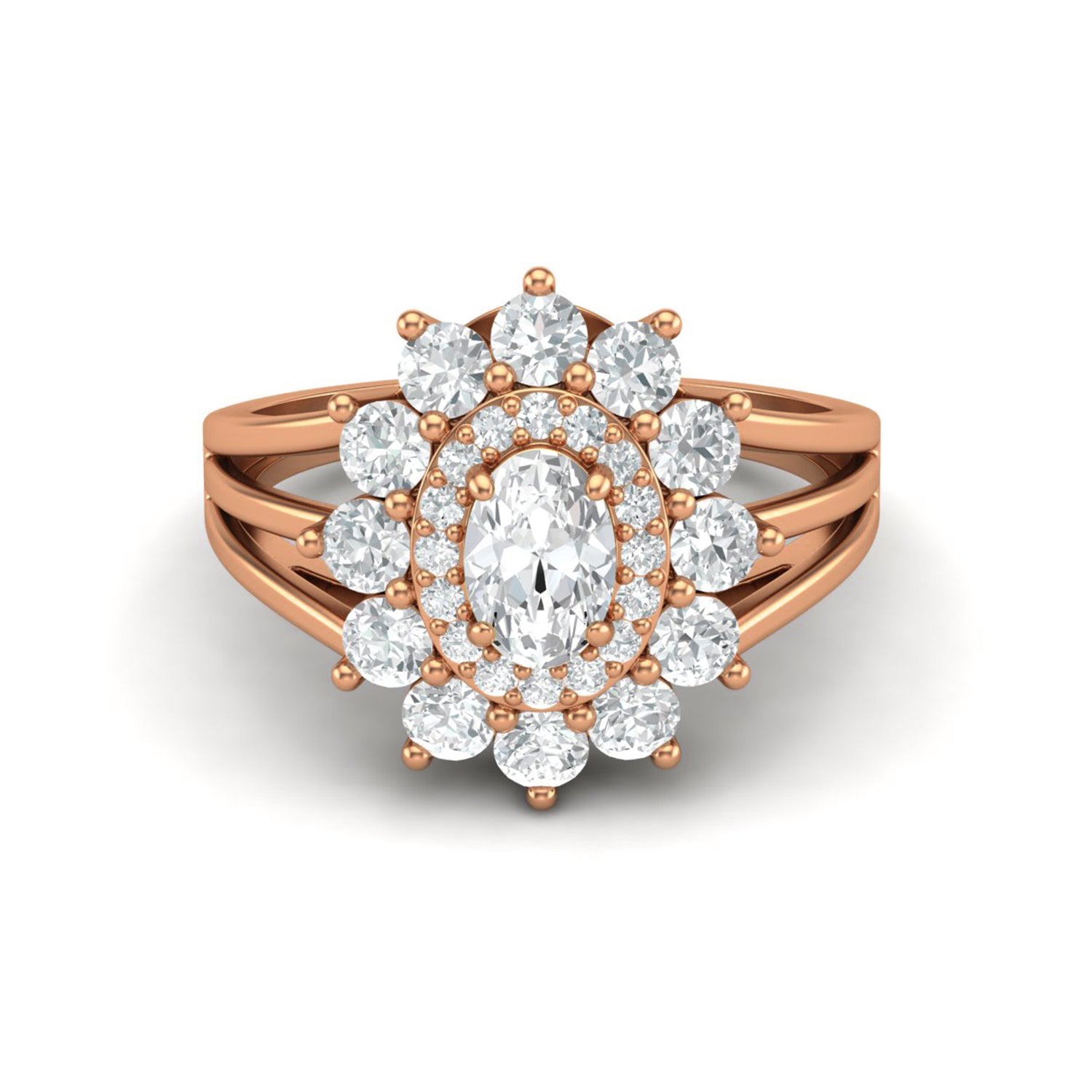 Anello Moissanite Sunburst Halo – Argento Sterling