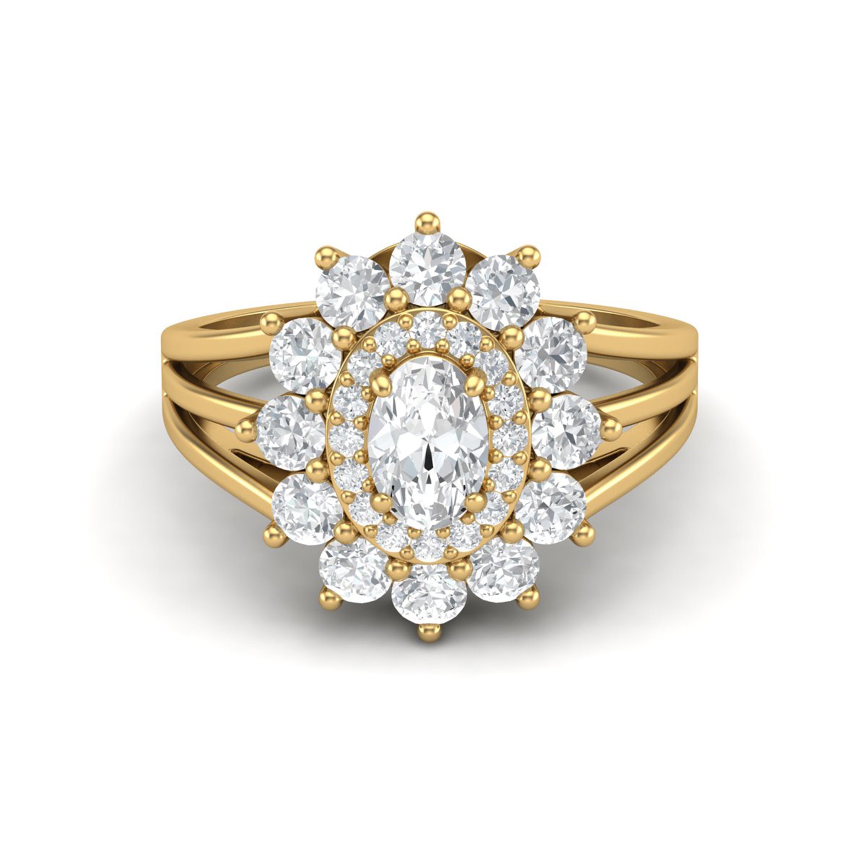 Anello Moissanite Sunburst Halo – Argento Sterling