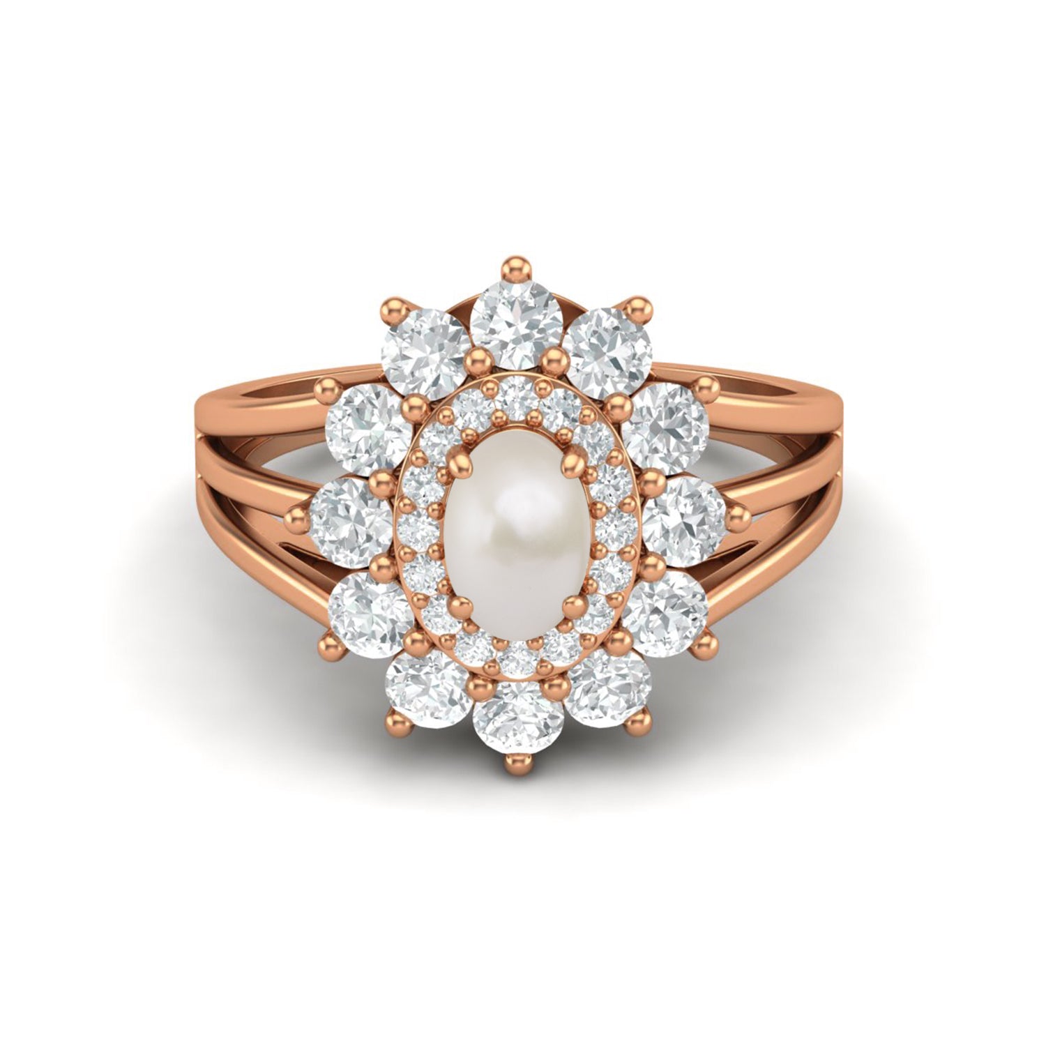 Anello di perle in argento sterling 925, anello di nozze con perla solitaria ovale