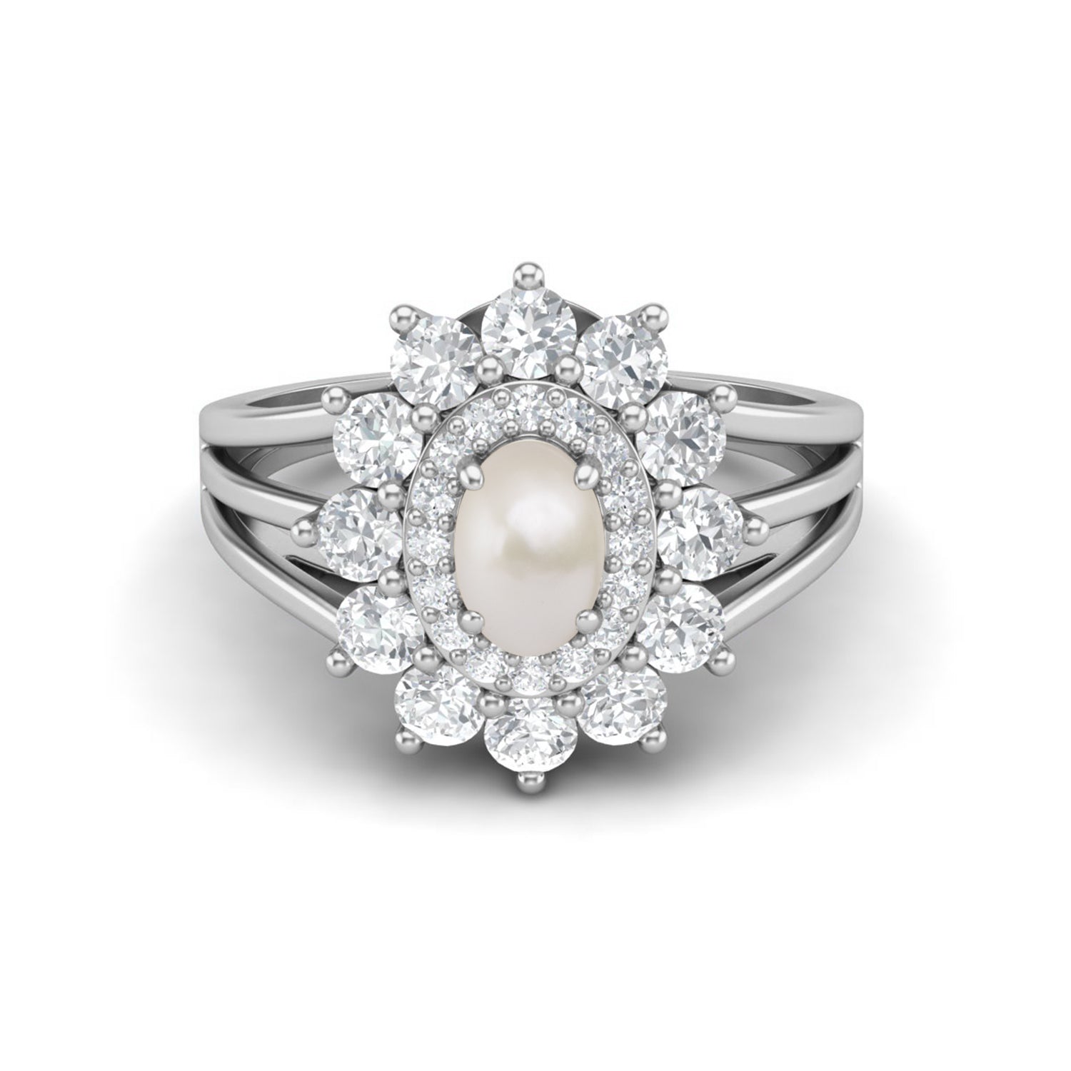 Anello di perle in argento sterling 925, anello di nozze con perla solitaria ovale