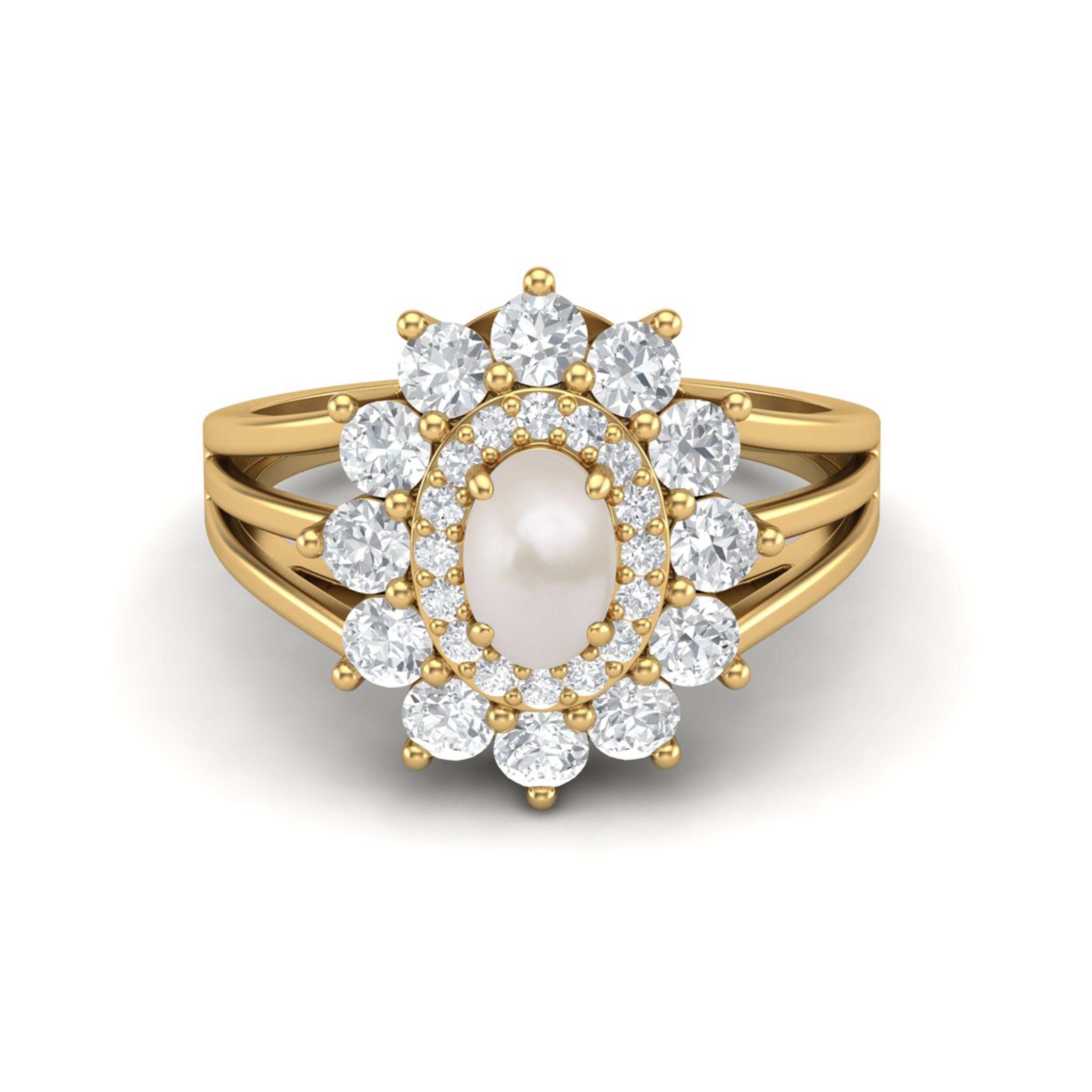 Anello di perle in argento sterling 925, anello di nozze con perla solitaria ovale