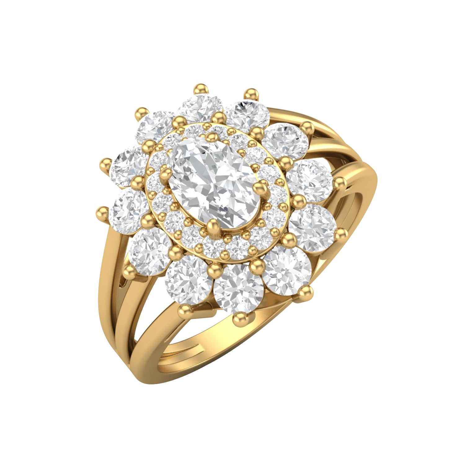 Anello Moissanite Sunburst Halo – Argento Sterling